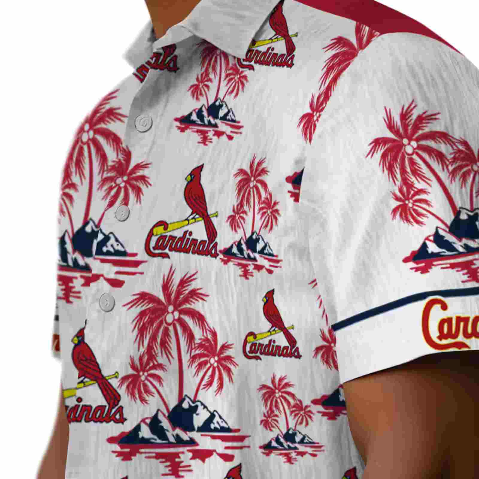 st louis cardinals palm island print red white hawaiian shirt trendy