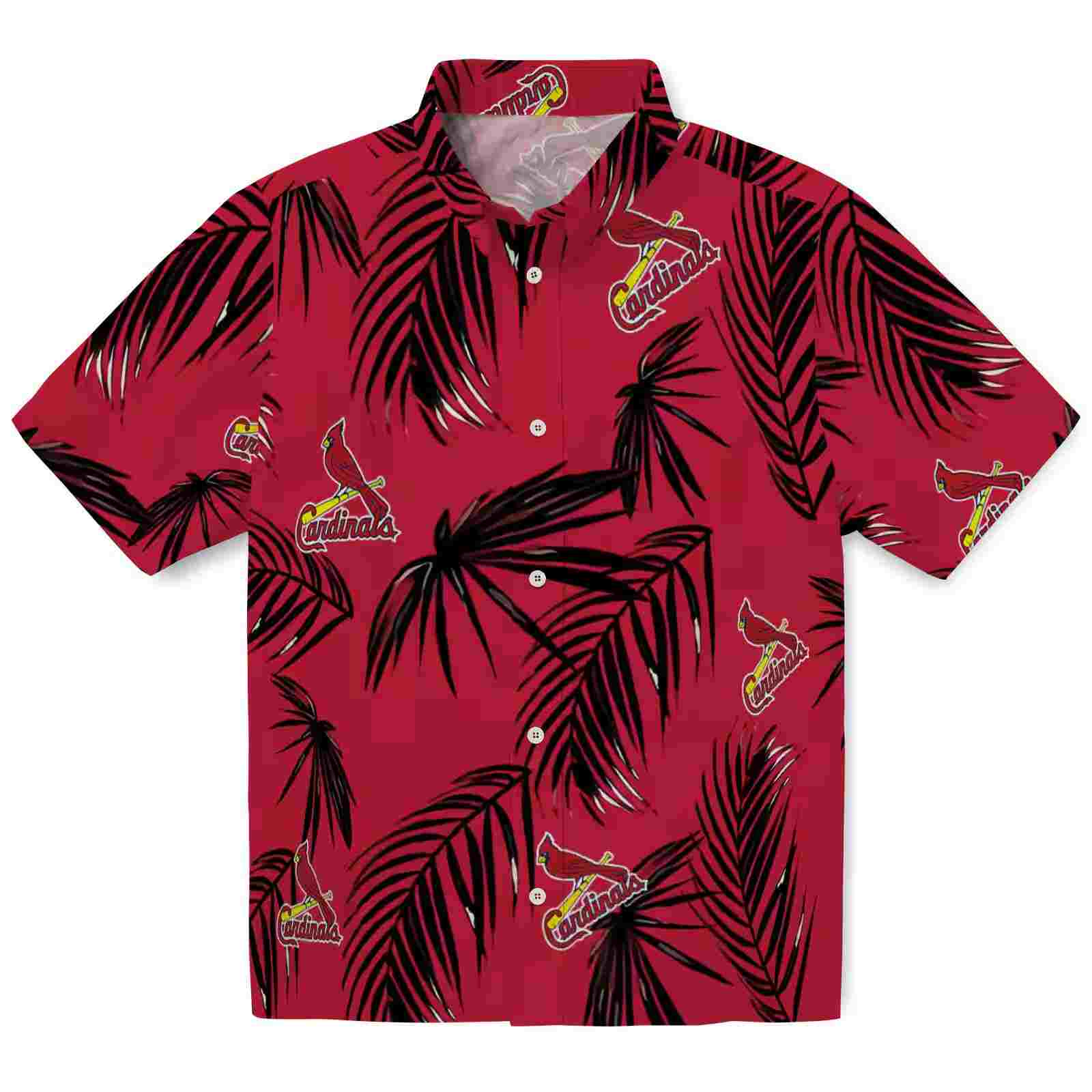 St. Louis Cardinals Palm Leaf Red Hawaiian Shirt