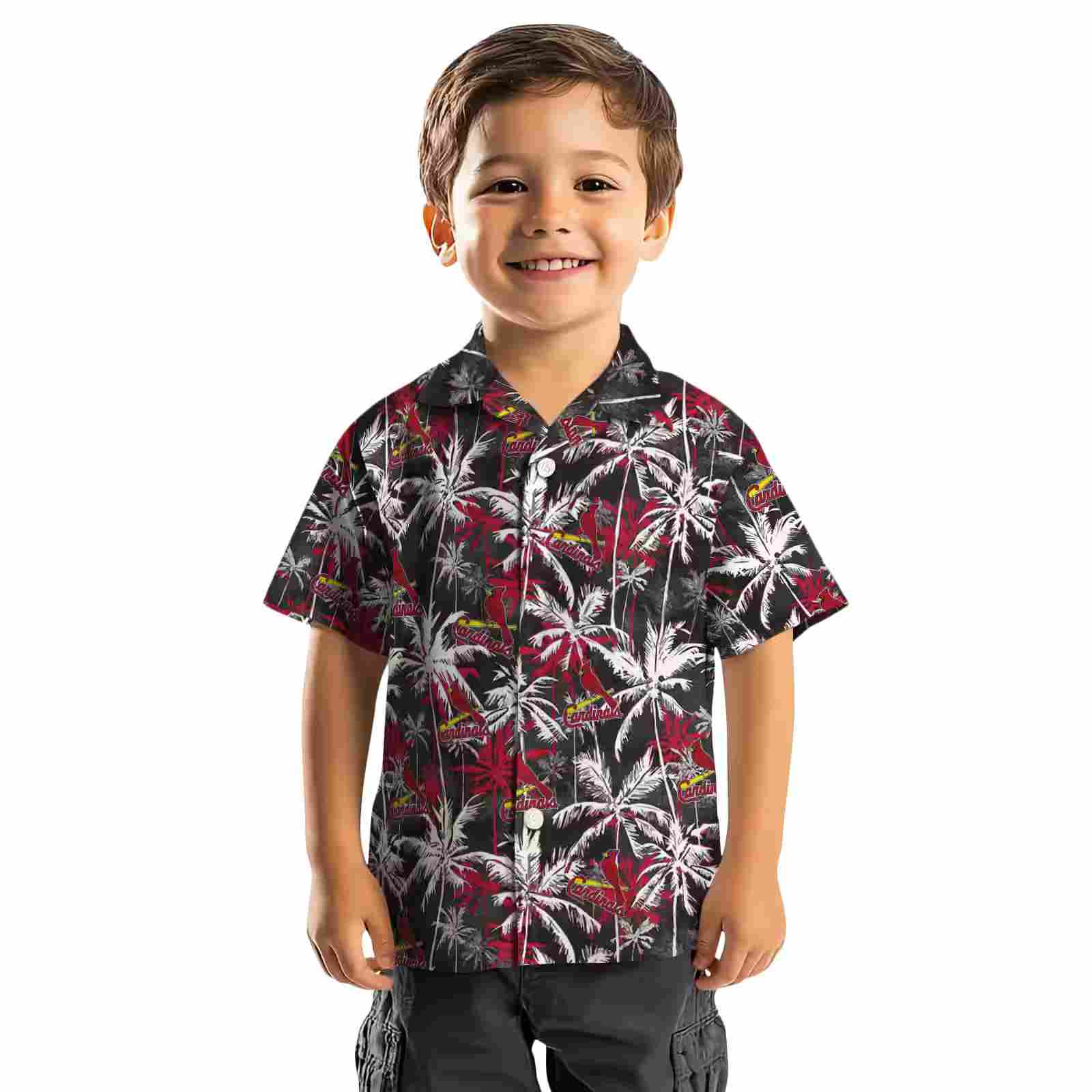 st louis cardinals palm pattern red black hawaiian shirt top rated