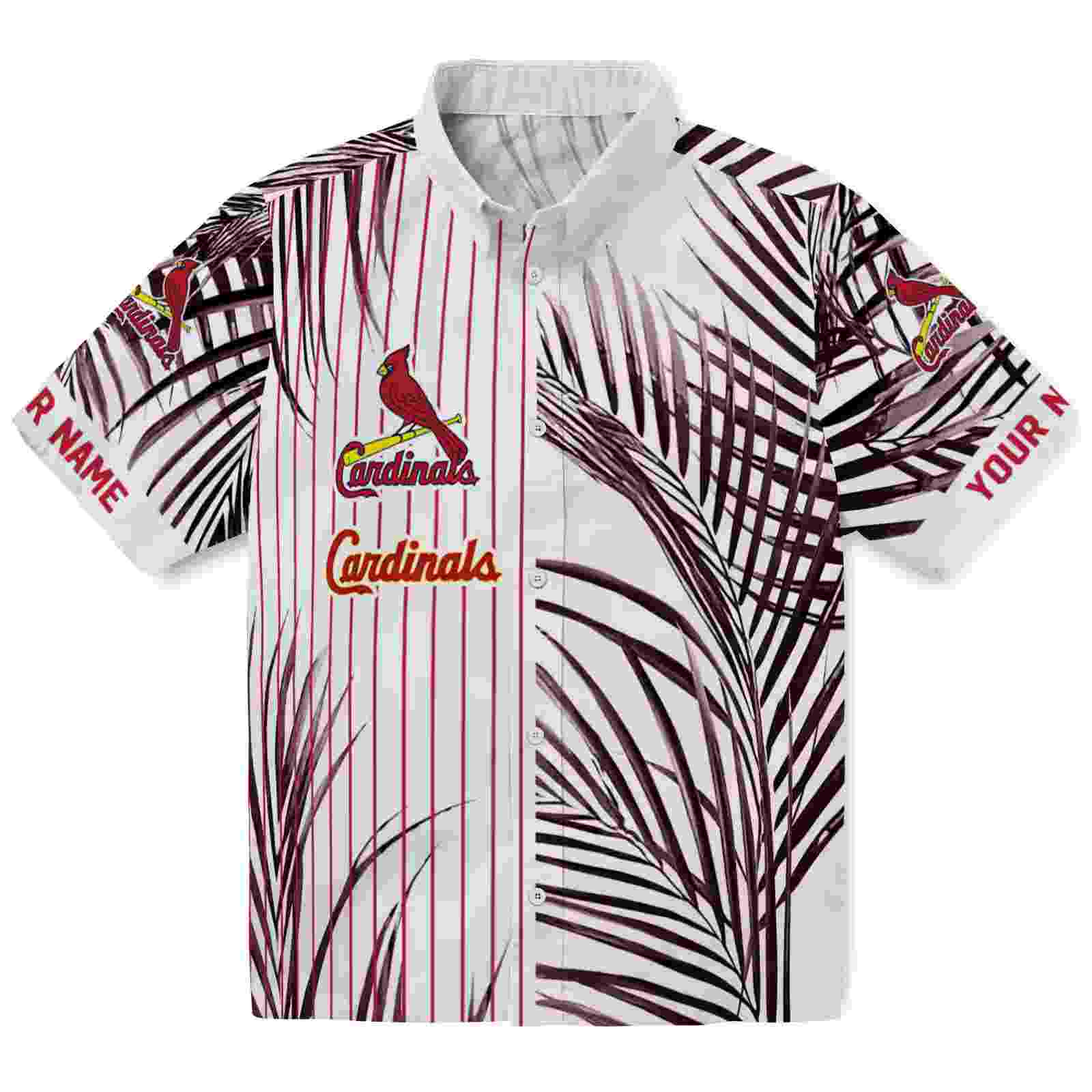 St. Louis Cardinals Palm Stripes Red Black White Hawaiian Shirt