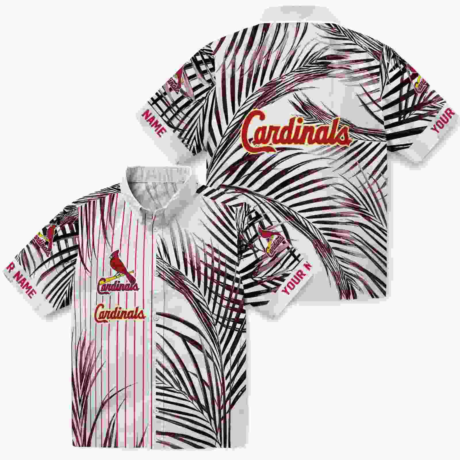 st louis cardinals palm stripes red black white hawaiian shirt high quality