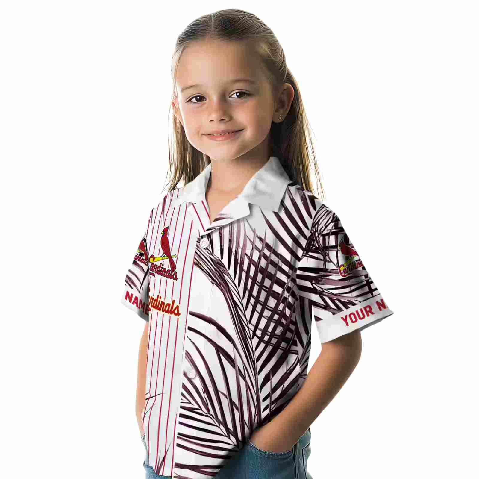 st louis cardinals palm stripes red black white hawaiian shirt premium grade