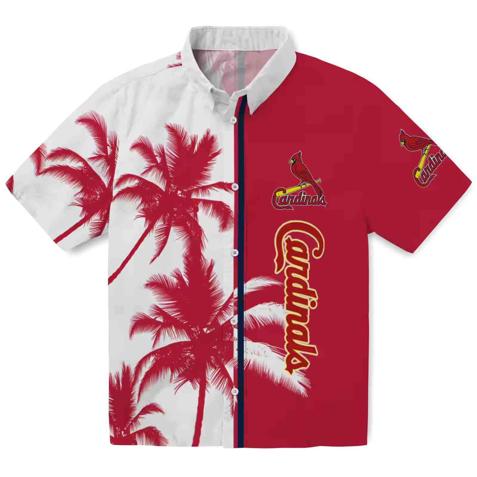 St. Louis Cardinals Palm Trees Red White Hawaiian Shirt