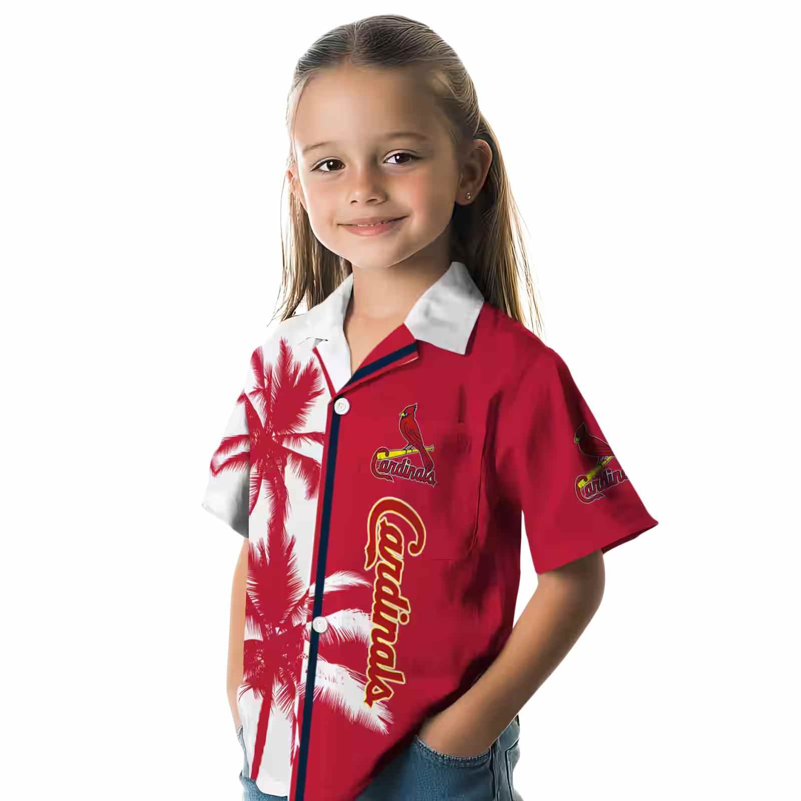 st louis cardinals palm trees red white hawaiian shirt premium grade