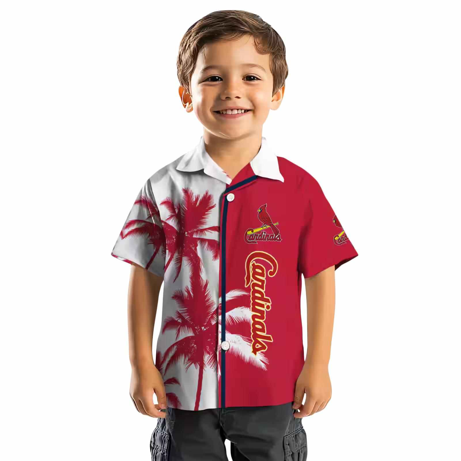 st louis cardinals palm trees red white hawaiian shirt top rated