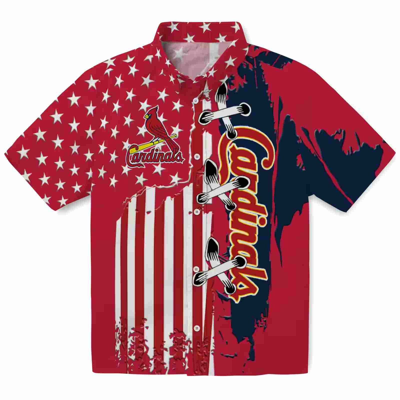 St. Louis Cardinals Stitched Flag Red Hawaiian Shirt