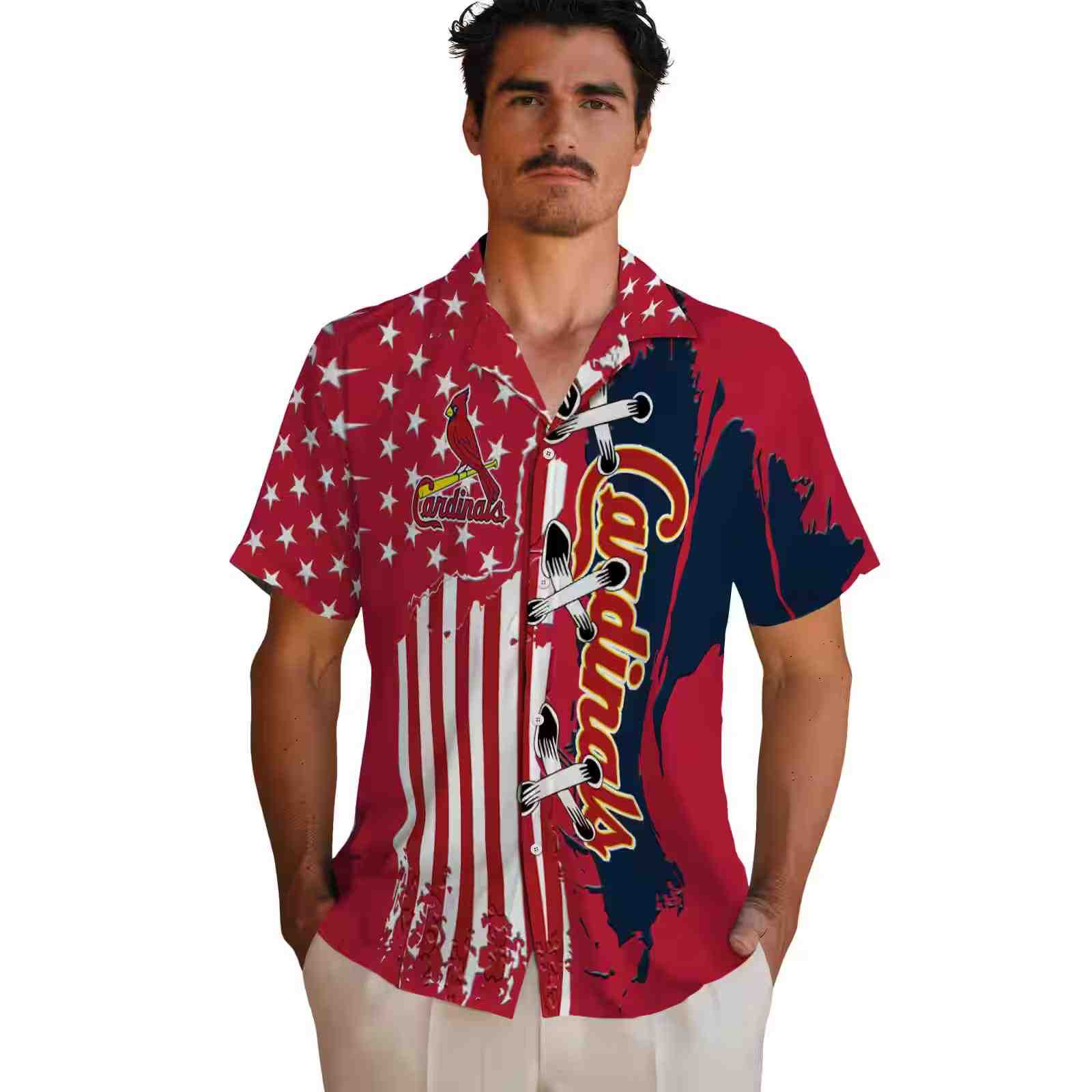 st louis cardinals stitched flag red hawaiian shirt fashion forward