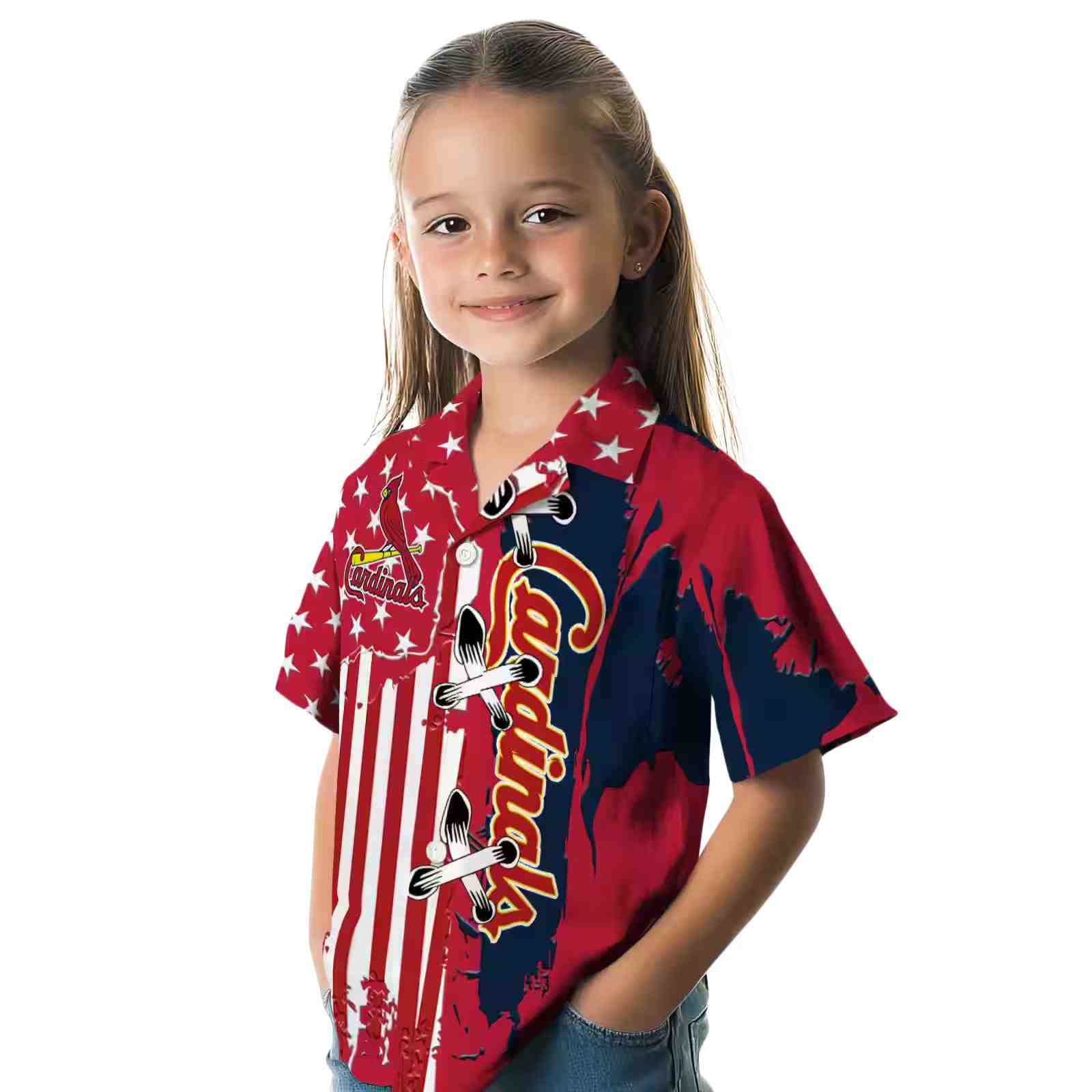 st louis cardinals stitched flag red hawaiian shirt premium grade