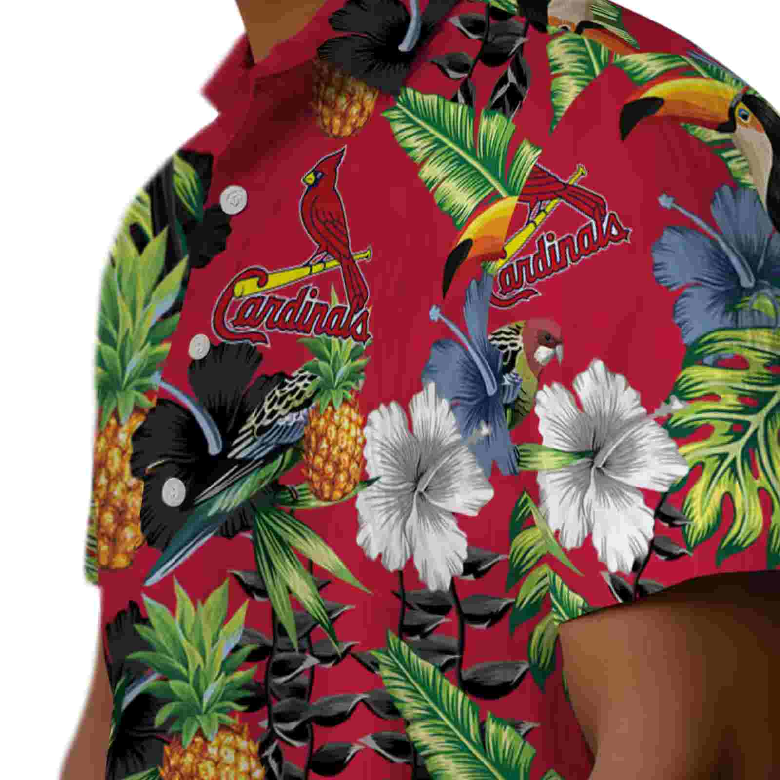 st louis cardinals toucan hibiscus pineapple red green hawaiian shirt trendy