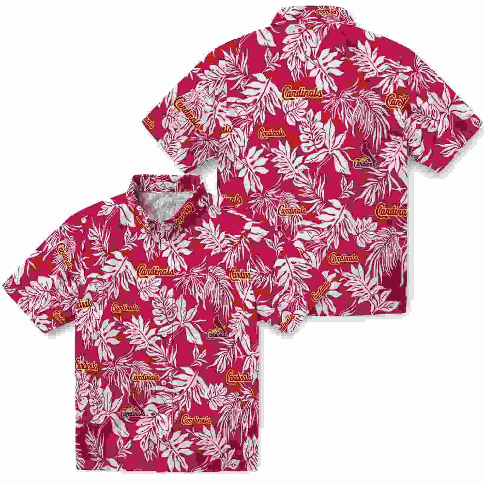 st louis cardinals tropical leaf red white hawaiian shirt high quality