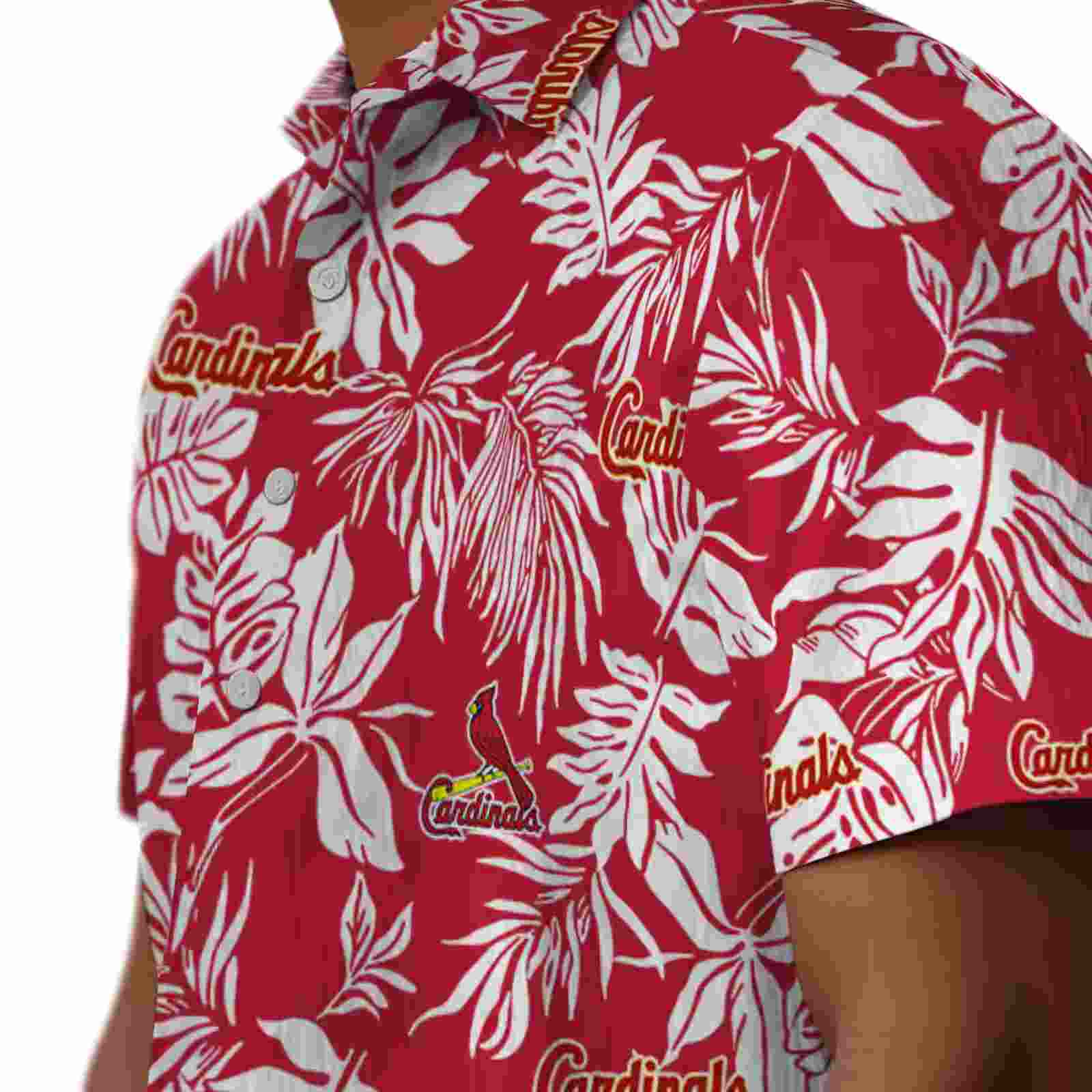 st louis cardinals tropical leaf red white hawaiian shirt trendy