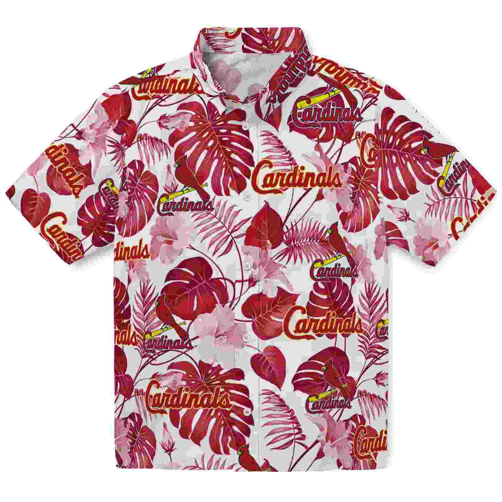 St. Louis Cardinals Tropical Plants Red White Hawaiian Shirt