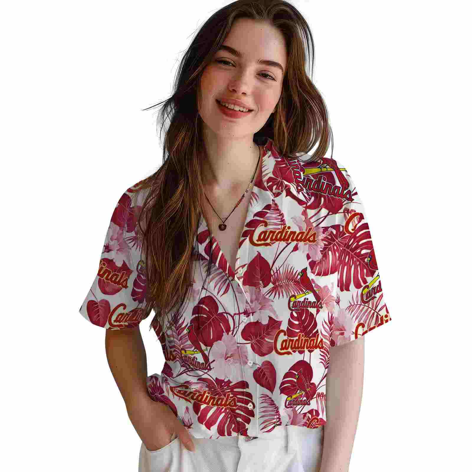 st louis cardinals tropical plants red white hawaiian shirt latest model