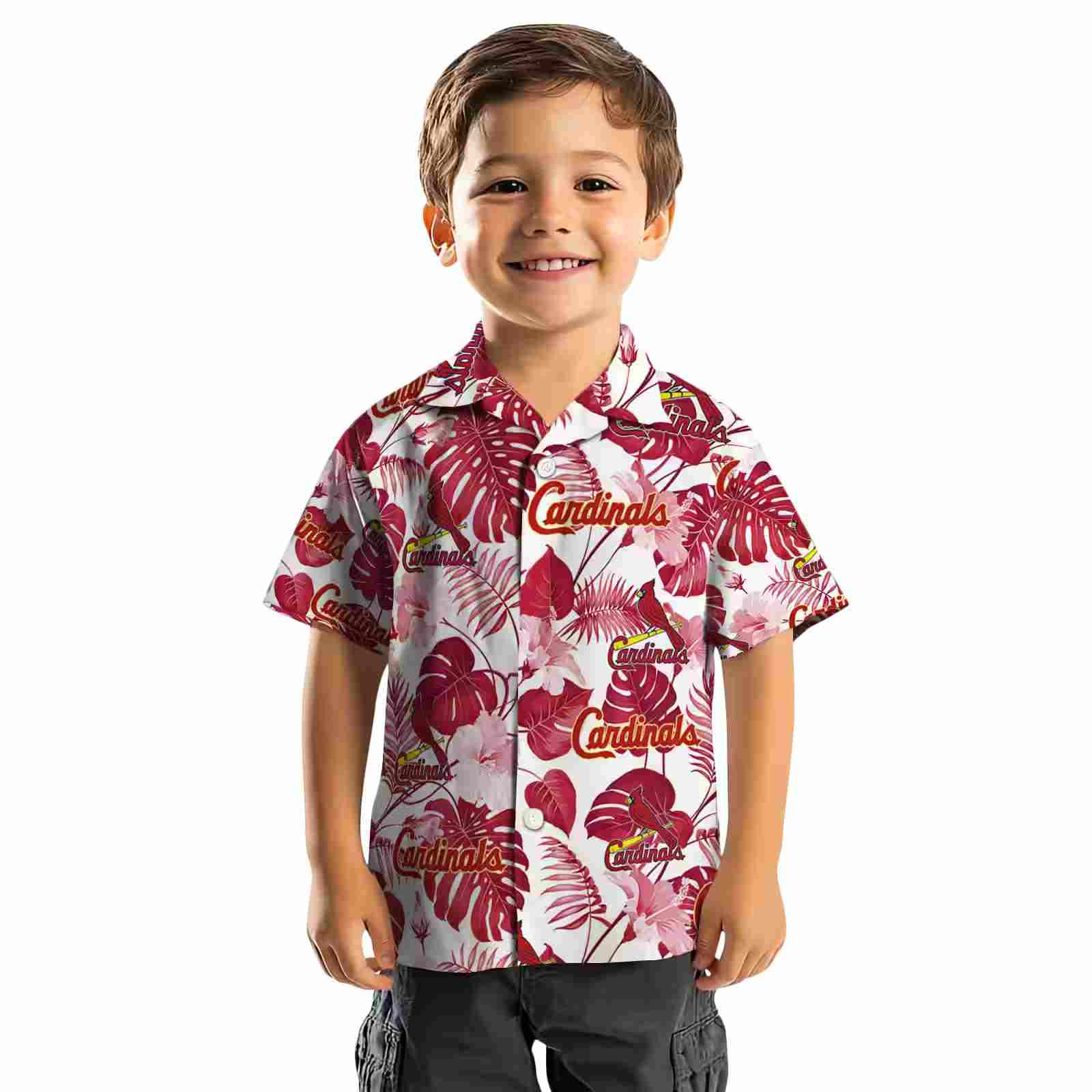 st louis cardinals tropical plants red white hawaiian shirt top rated