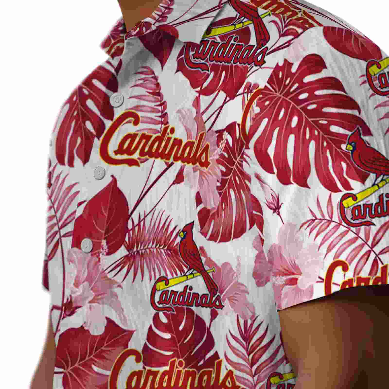 st louis cardinals tropical plants red white hawaiian shirt trendy