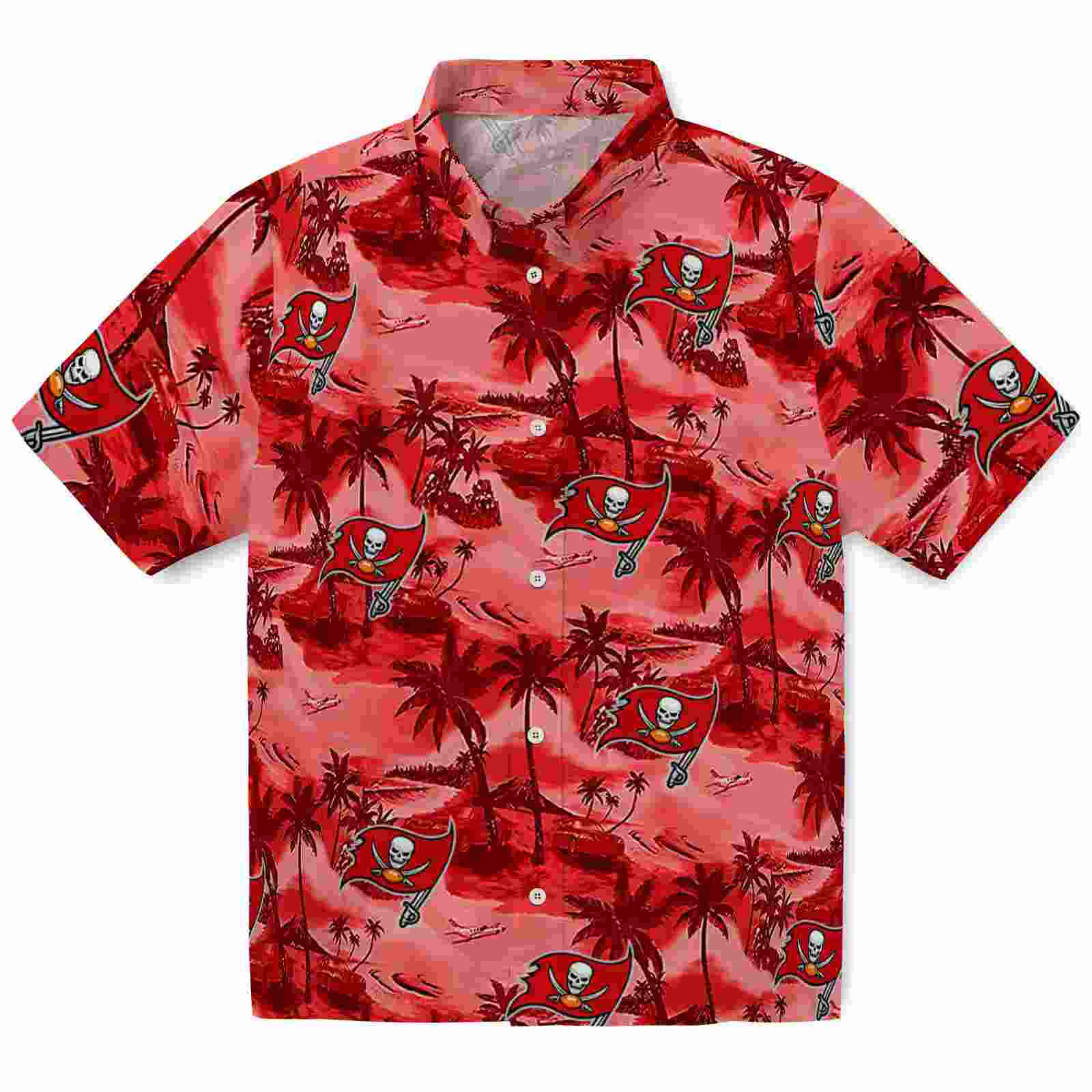 Tampa Bay Buccaneers Coastal Palms Red Hawaiian Shirt