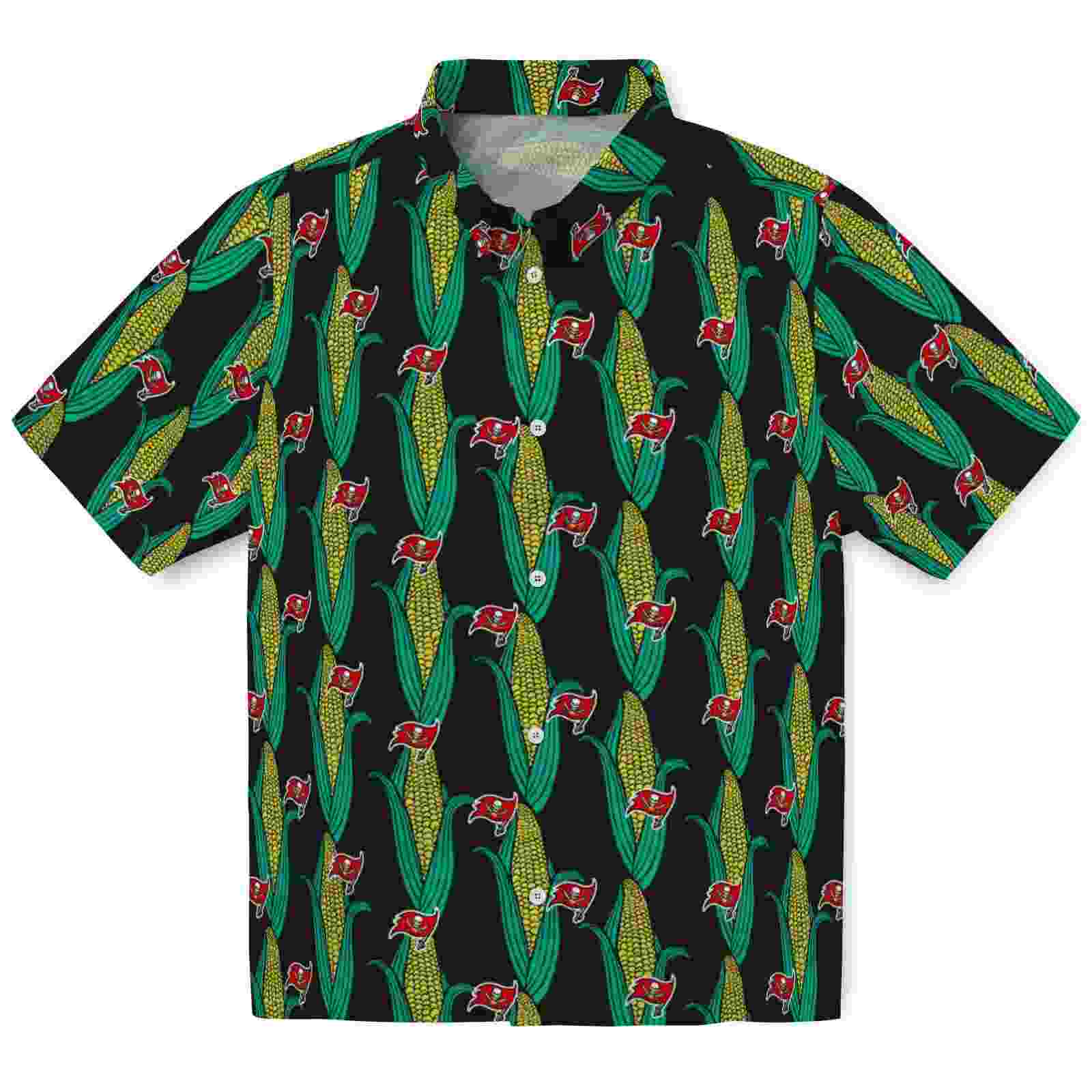 Tampa Bay Buccaneers Corn Motifs Black Green Hawaiian Shirt