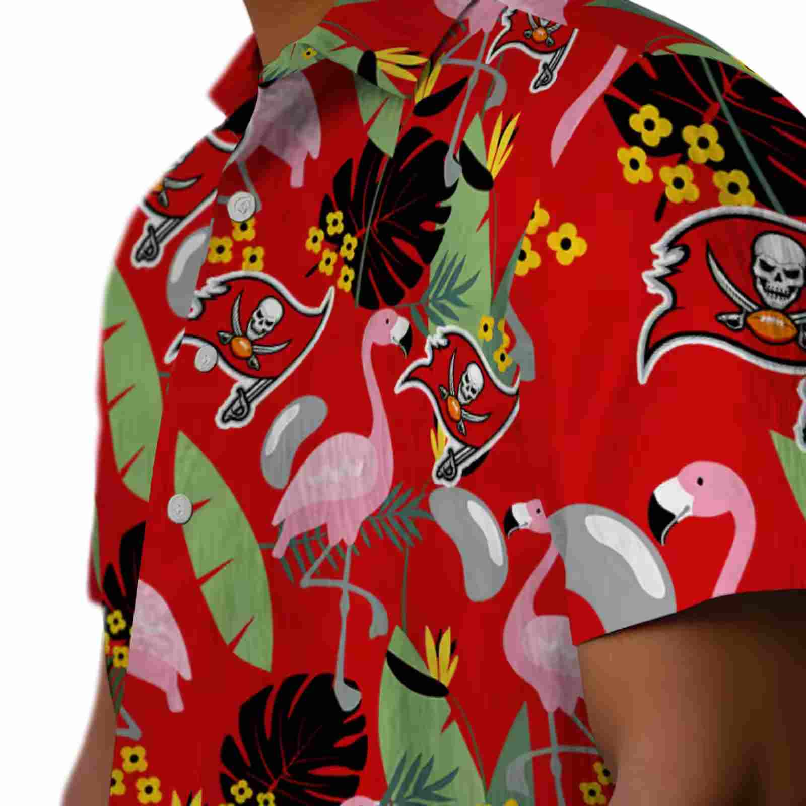 tampa bay buccaneers flamingo leaves red hawaiian shirt trendy