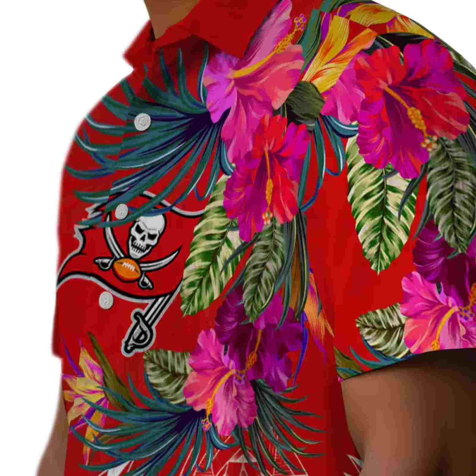 tampa bay buccaneers floral polynesian red hawaiian shirt trendy