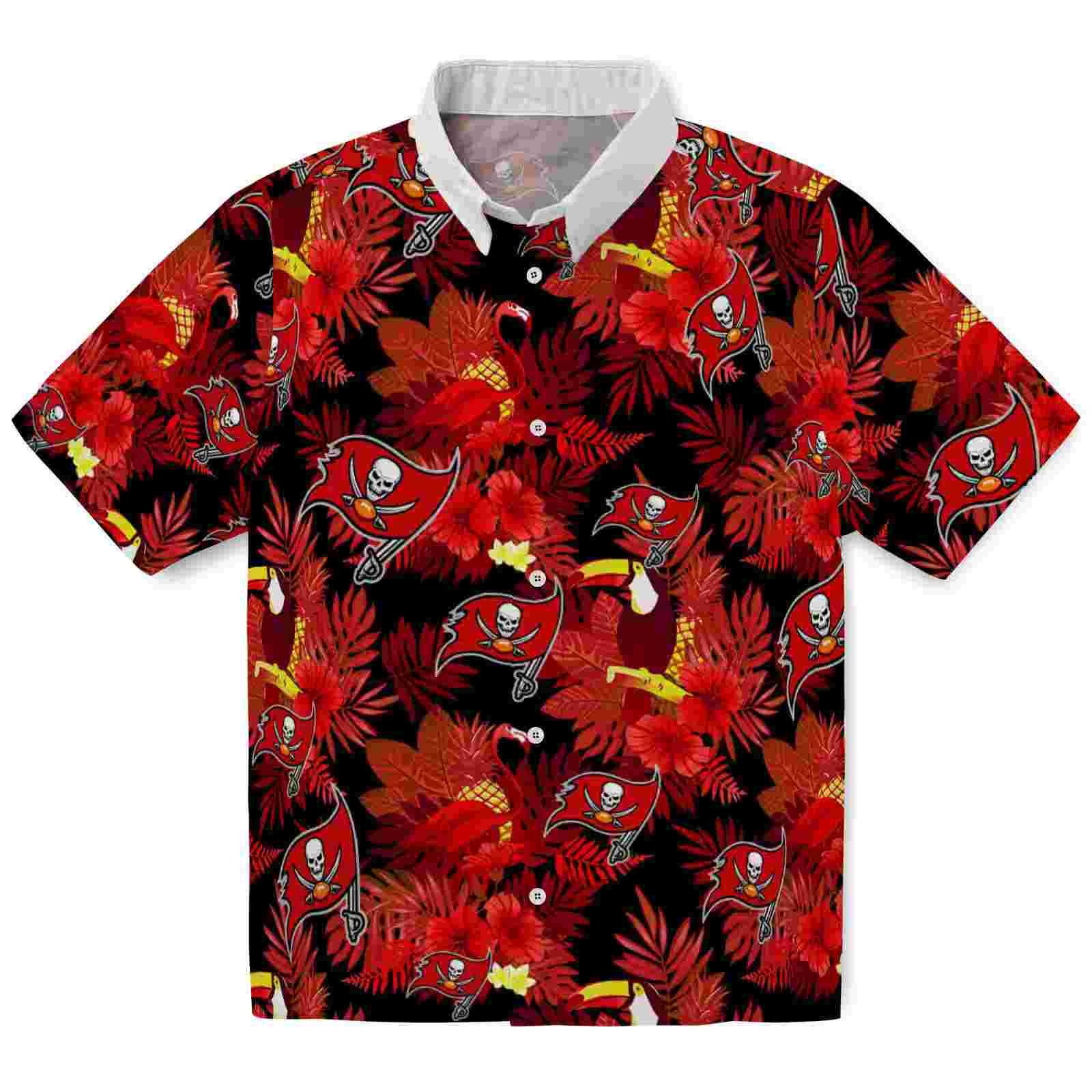 Tampa Bay Buccaneers Floral Toucan Red Hawaiian Shirt