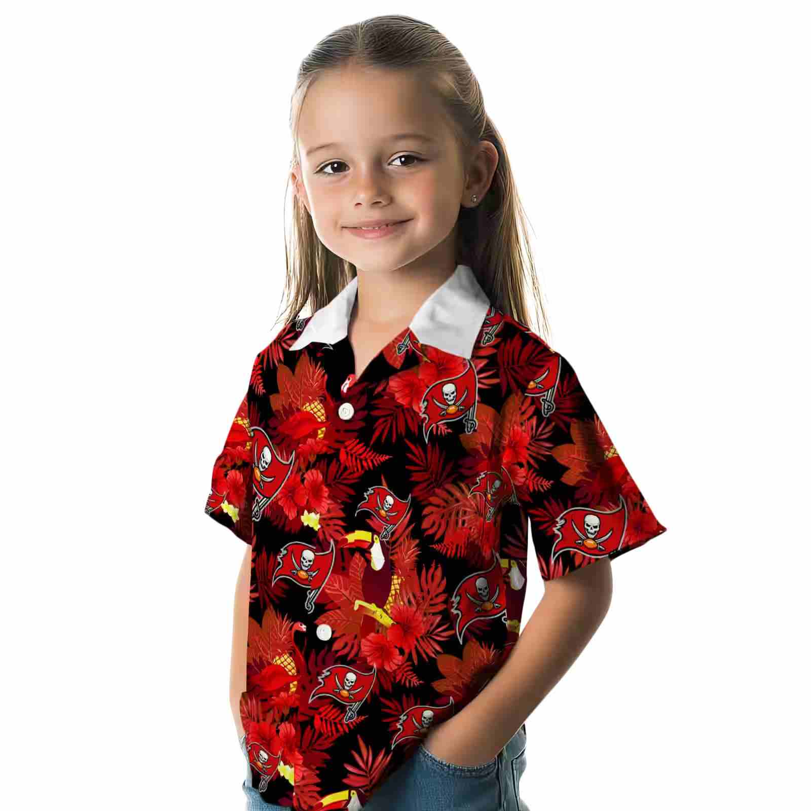 tampa bay buccaneers floral toucan red hawaiian shirt premium grade