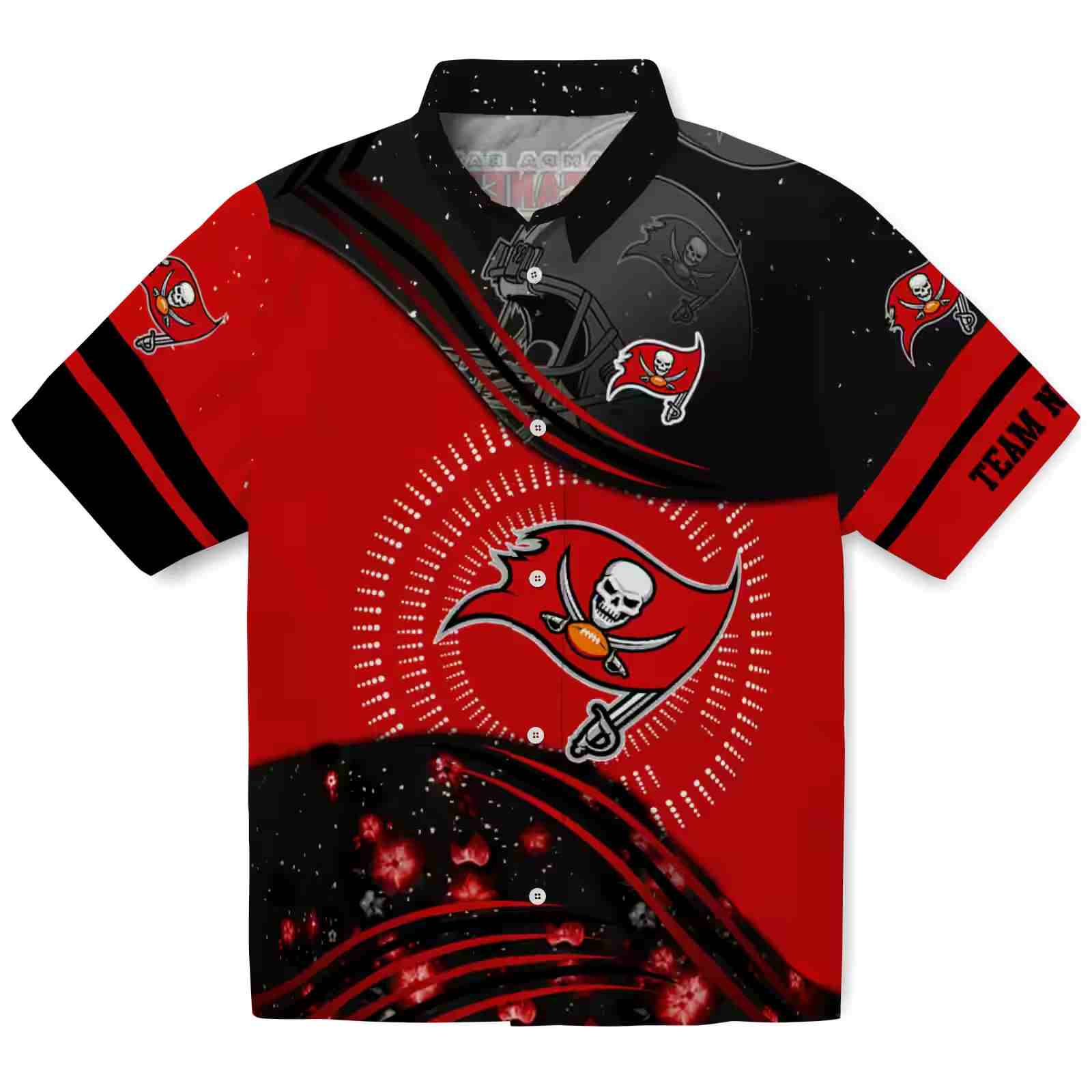 Tampa Bay Buccaneers Football Wave Red Black Hawaiian Shirt