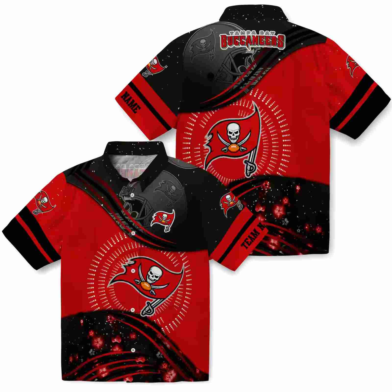 tampa bay buccaneers football wave red black hawaiian shirt high quality