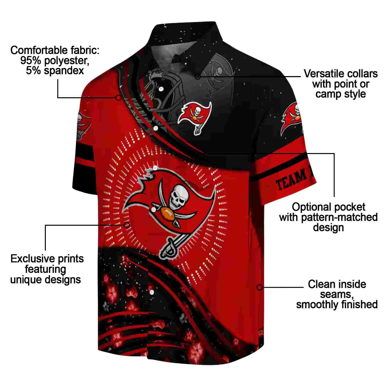 tampa bay buccaneers football wave red black hawaiian shirt new arrival