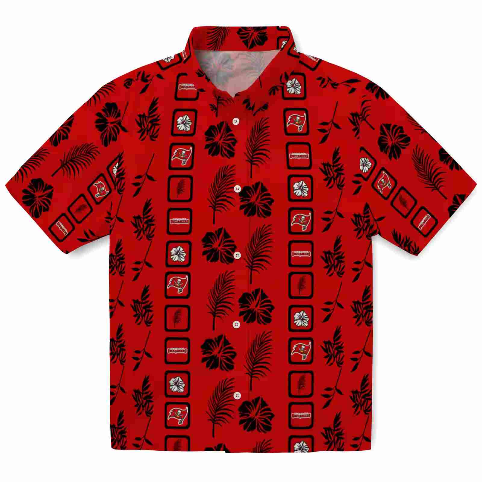 Tampa Bay Buccaneers Framed Floral Red Hawaiian Shirt