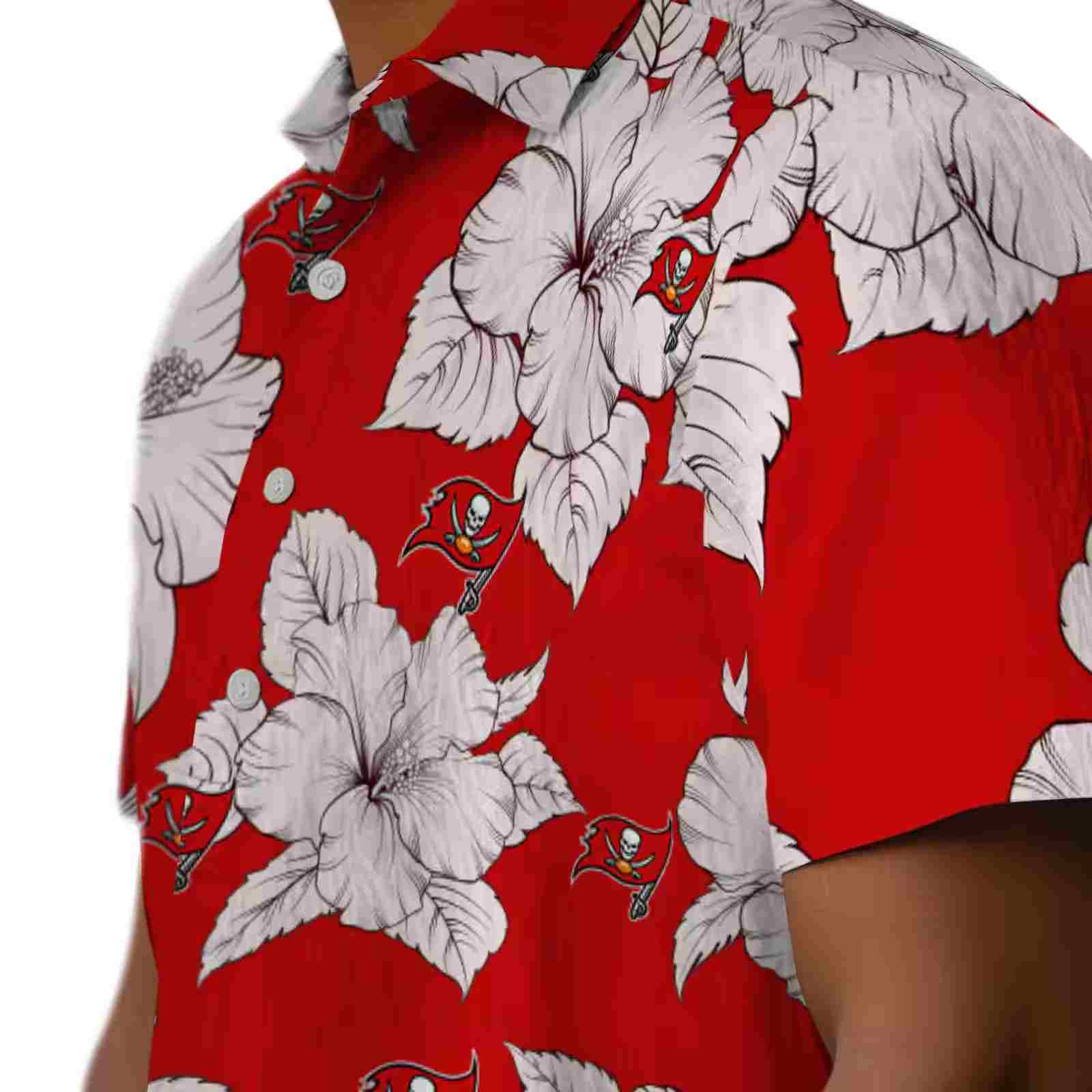 tampa bay buccaneers hibiscus blooms red white hawaiian shirt trendy