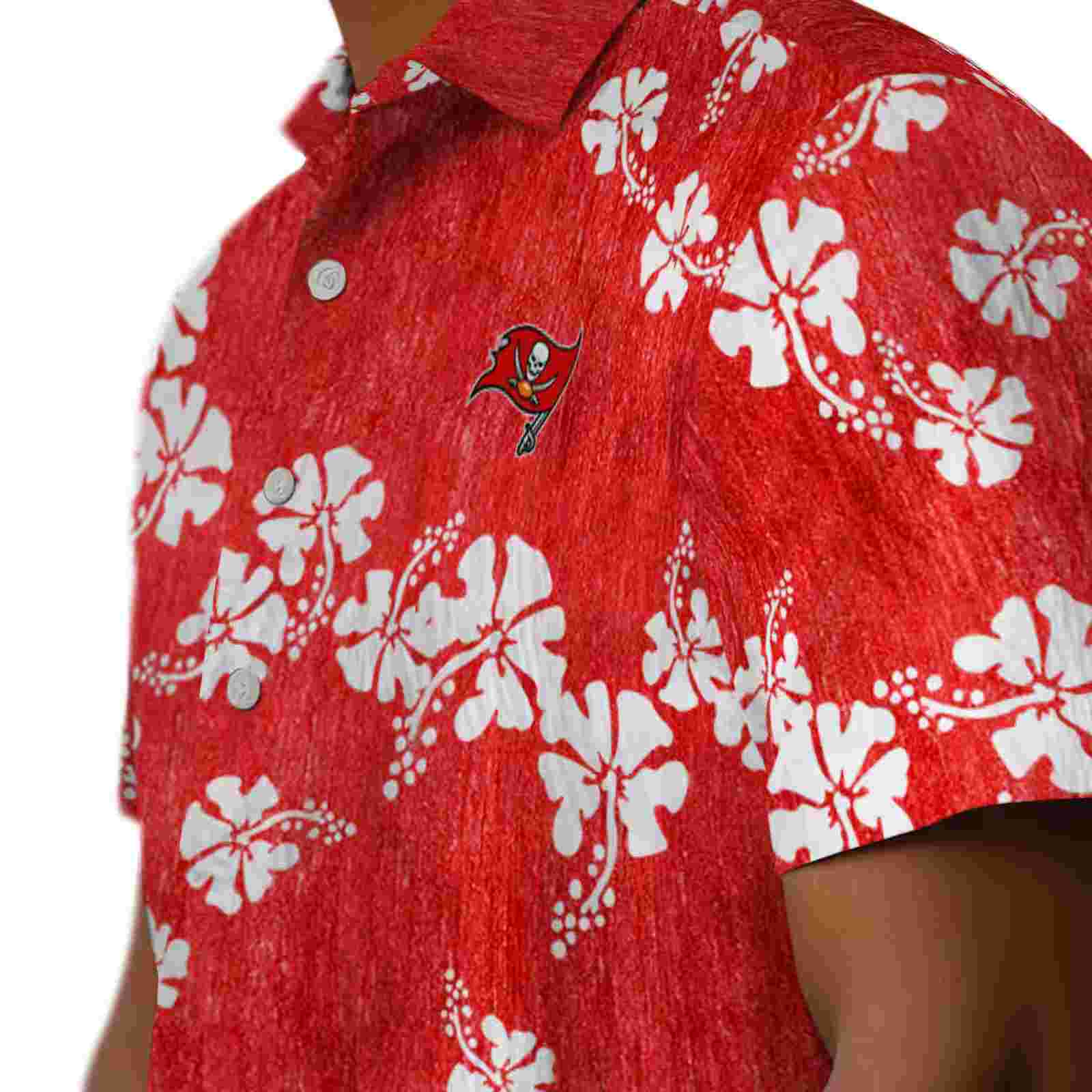 tampa bay buccaneers hibiscus clusters red hawaiian shirt trendy