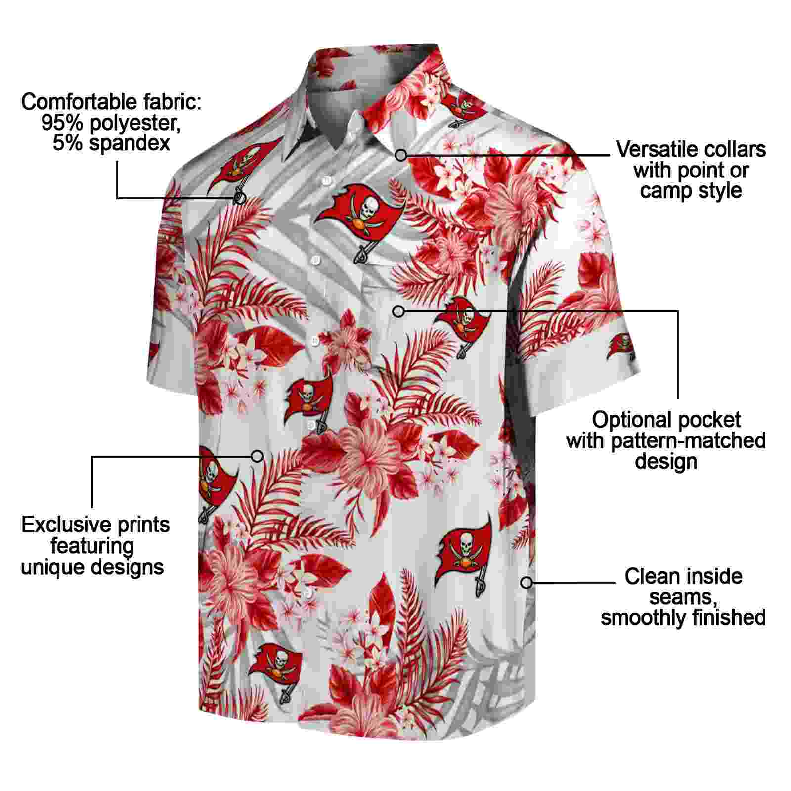 tampa bay buccaneers hibiscus palm leaves red white hawaiian shirt new arrival