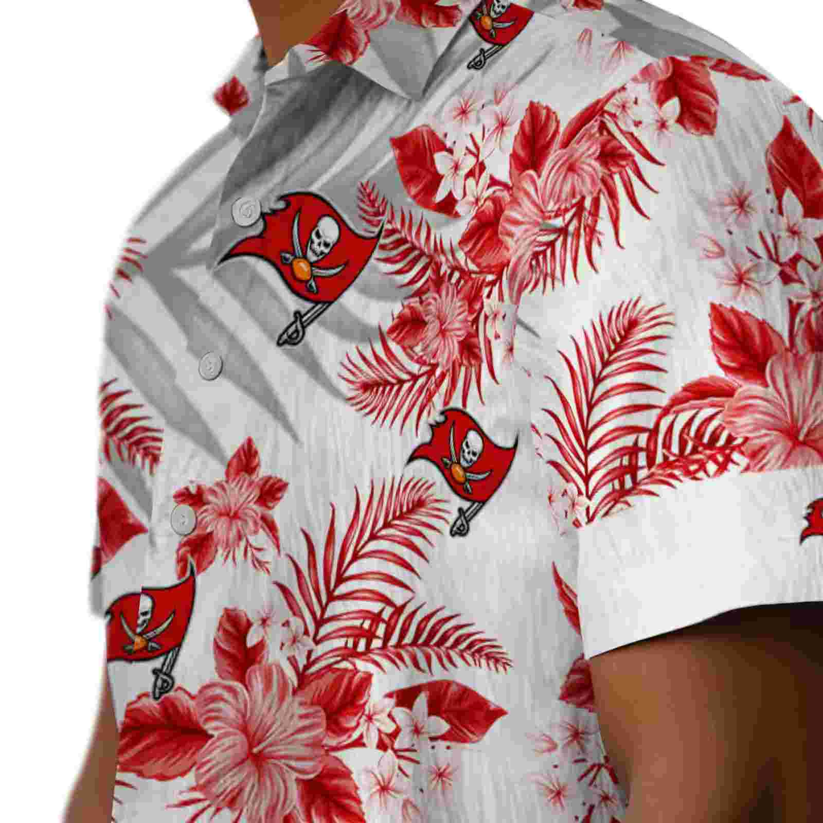 tampa bay buccaneers hibiscus palm leaves red white hawaiian shirt trendy