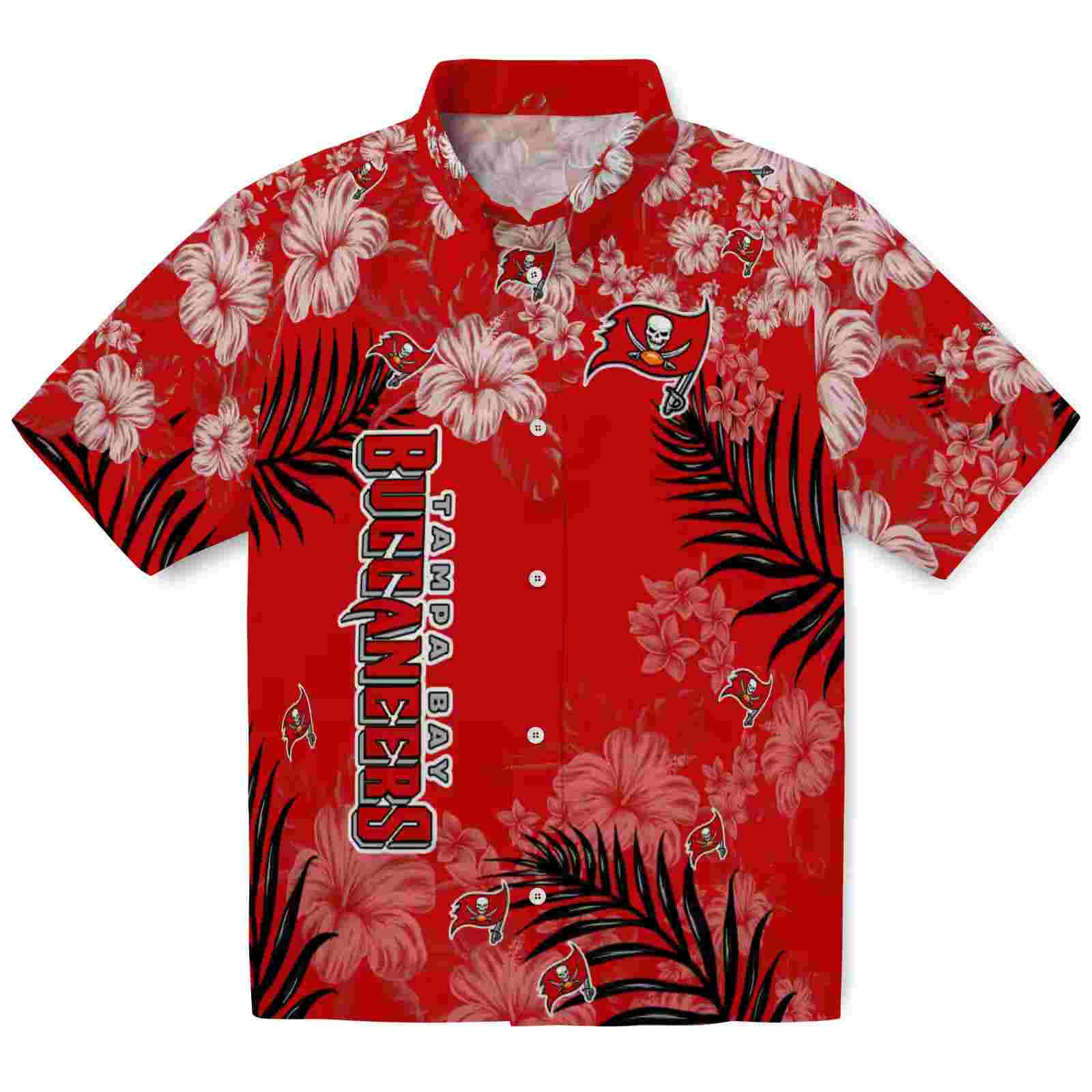 Tampa Bay Buccaneers Hibiscus Print Red Hawaiian Shirt