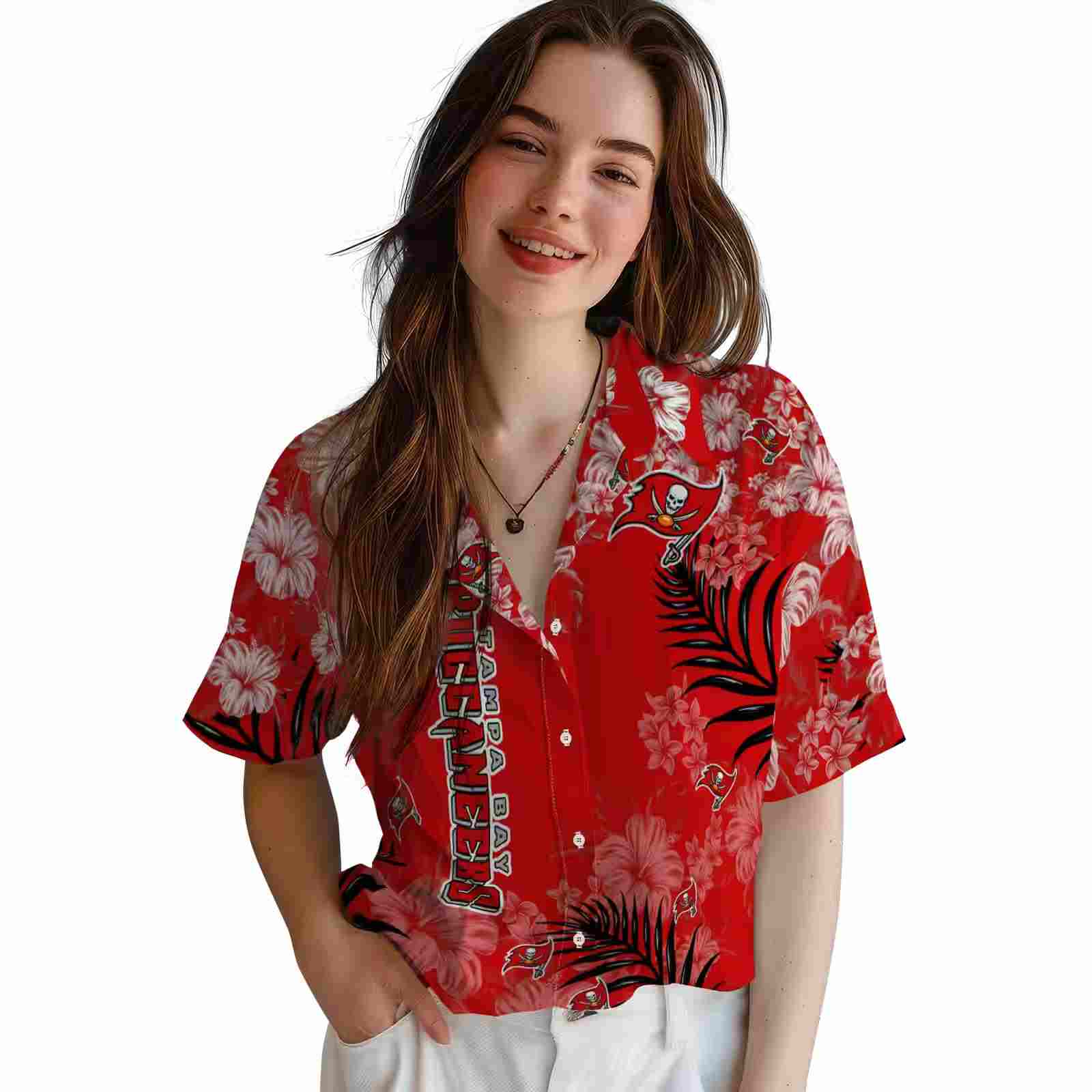 tampa bay buccaneers hibiscus print red hawaiian shirt latest model