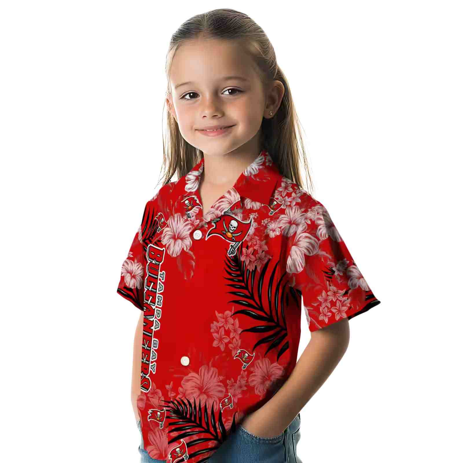 tampa bay buccaneers hibiscus print red hawaiian shirt premium grade