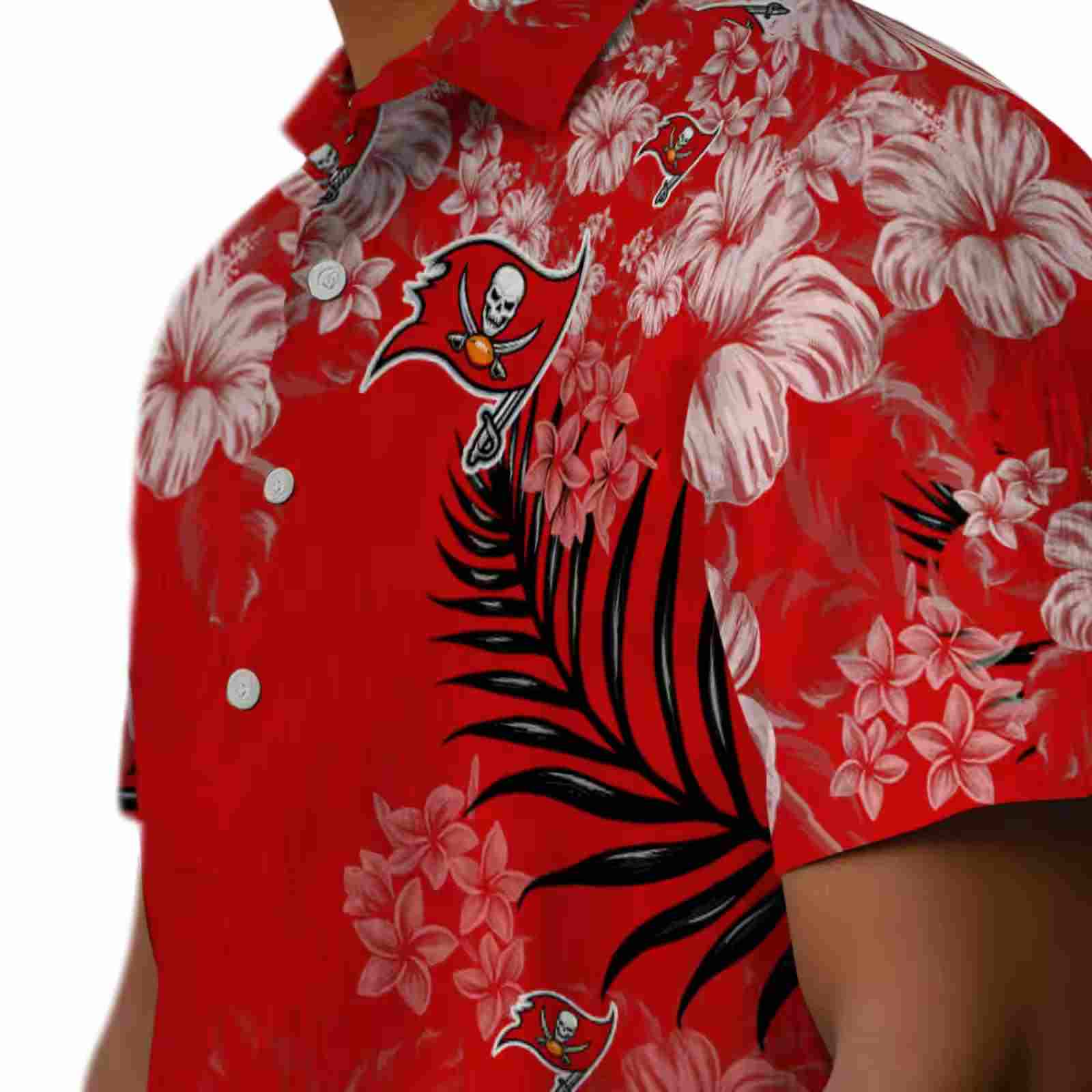 tampa bay buccaneers hibiscus print red hawaiian shirt trendy