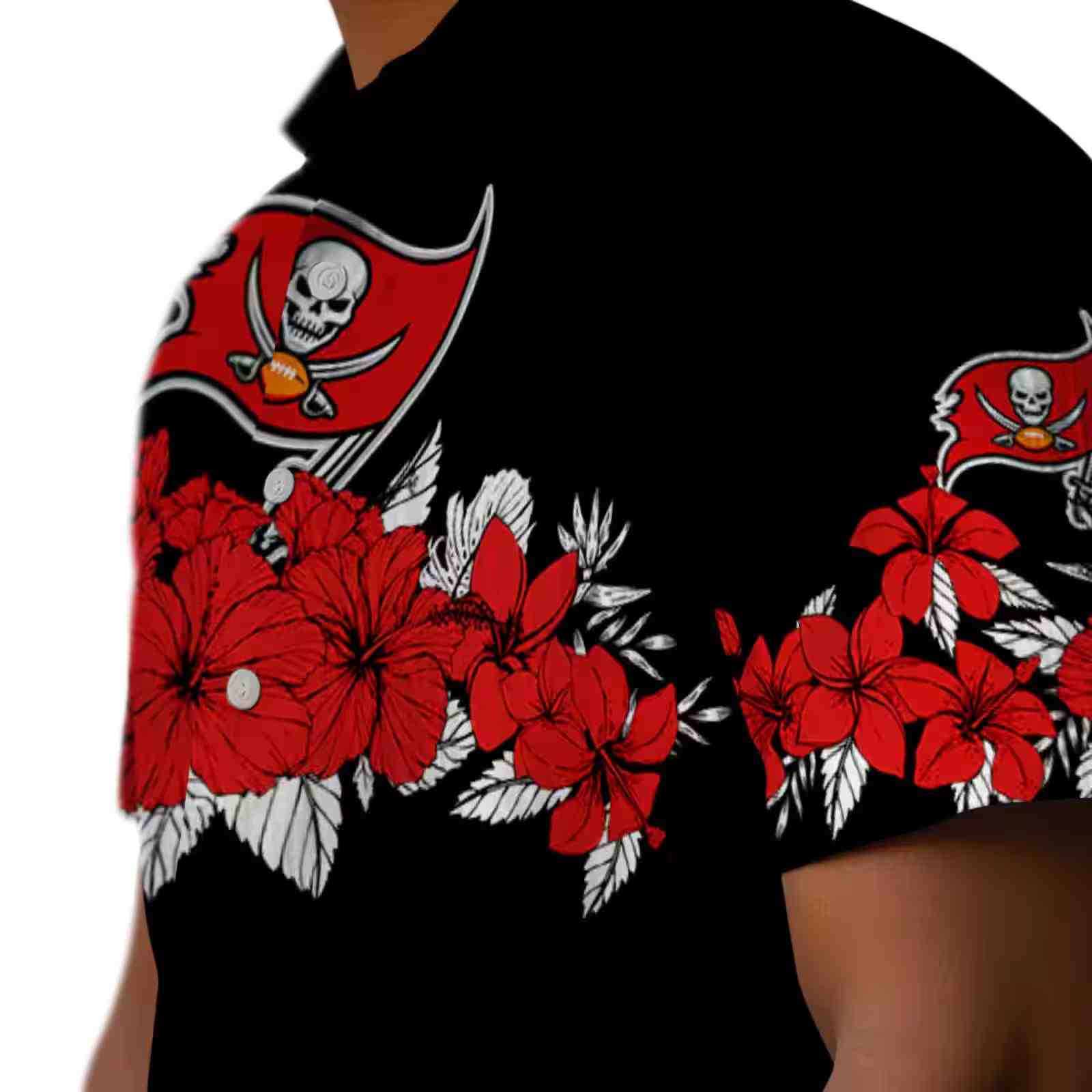 tampa bay buccaneers hibiscus stripe red black hawaiian shirt trendy