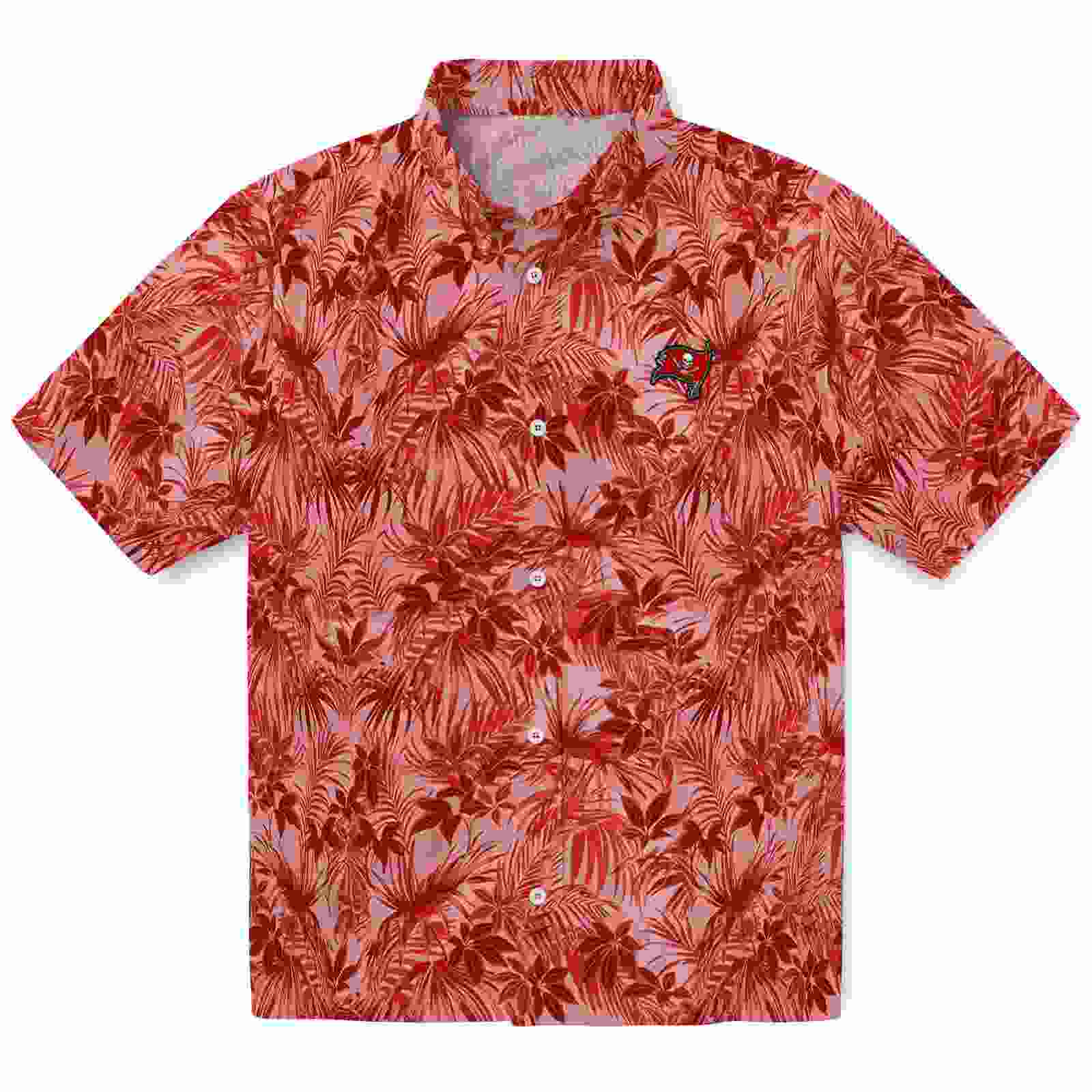 Tampa Bay Buccaneers Leafy Pattern Red Hawaiian Shirt