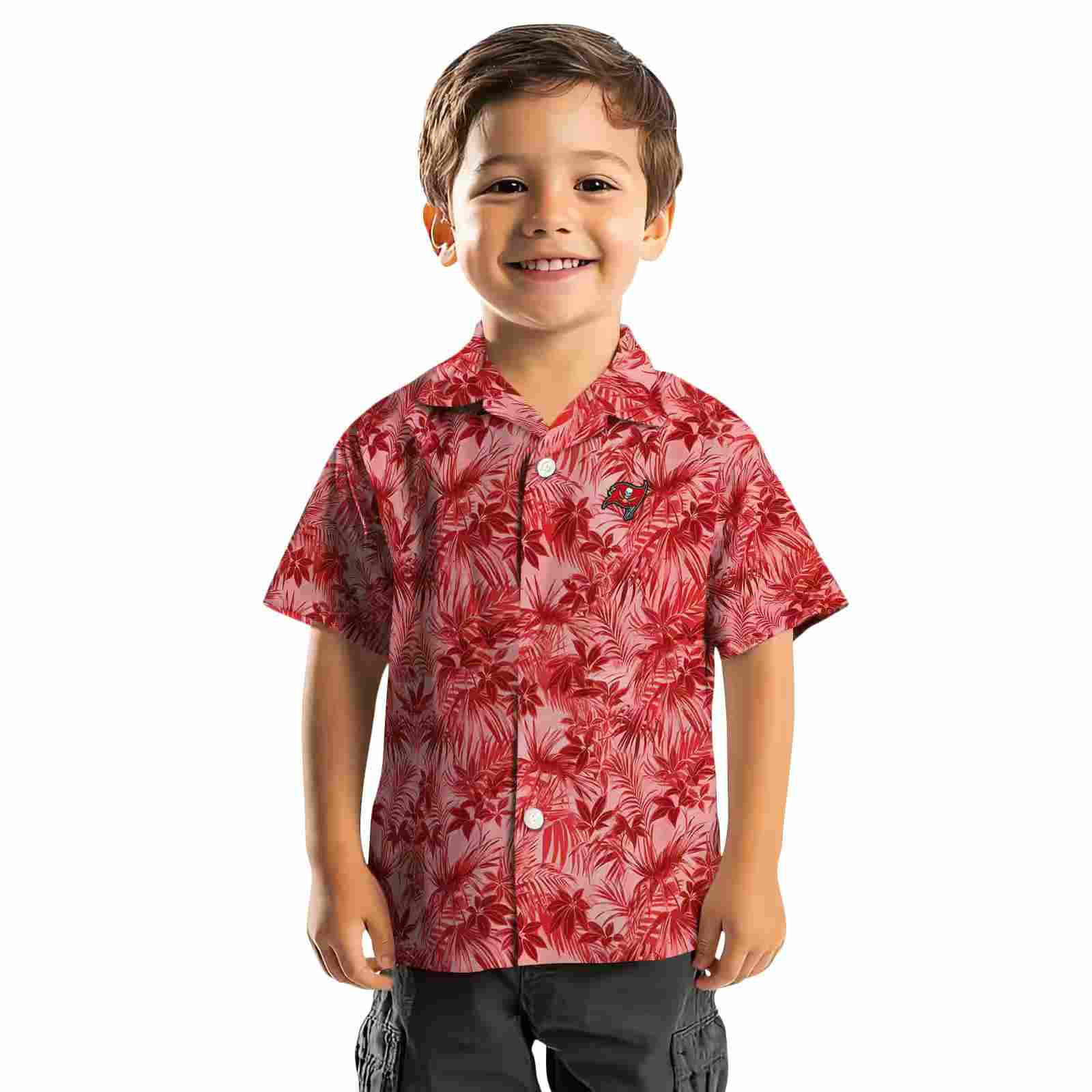 tampa bay buccaneers leafy pattern red hawaiian shirt top rated