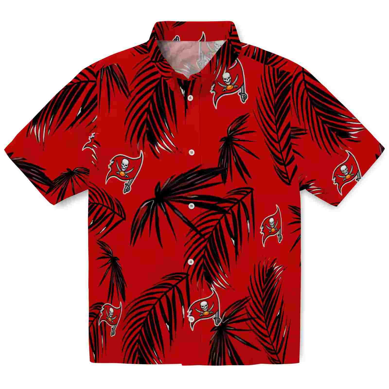 Tampa Bay Buccaneers Palm Leaf Red Hawaiian Shirt