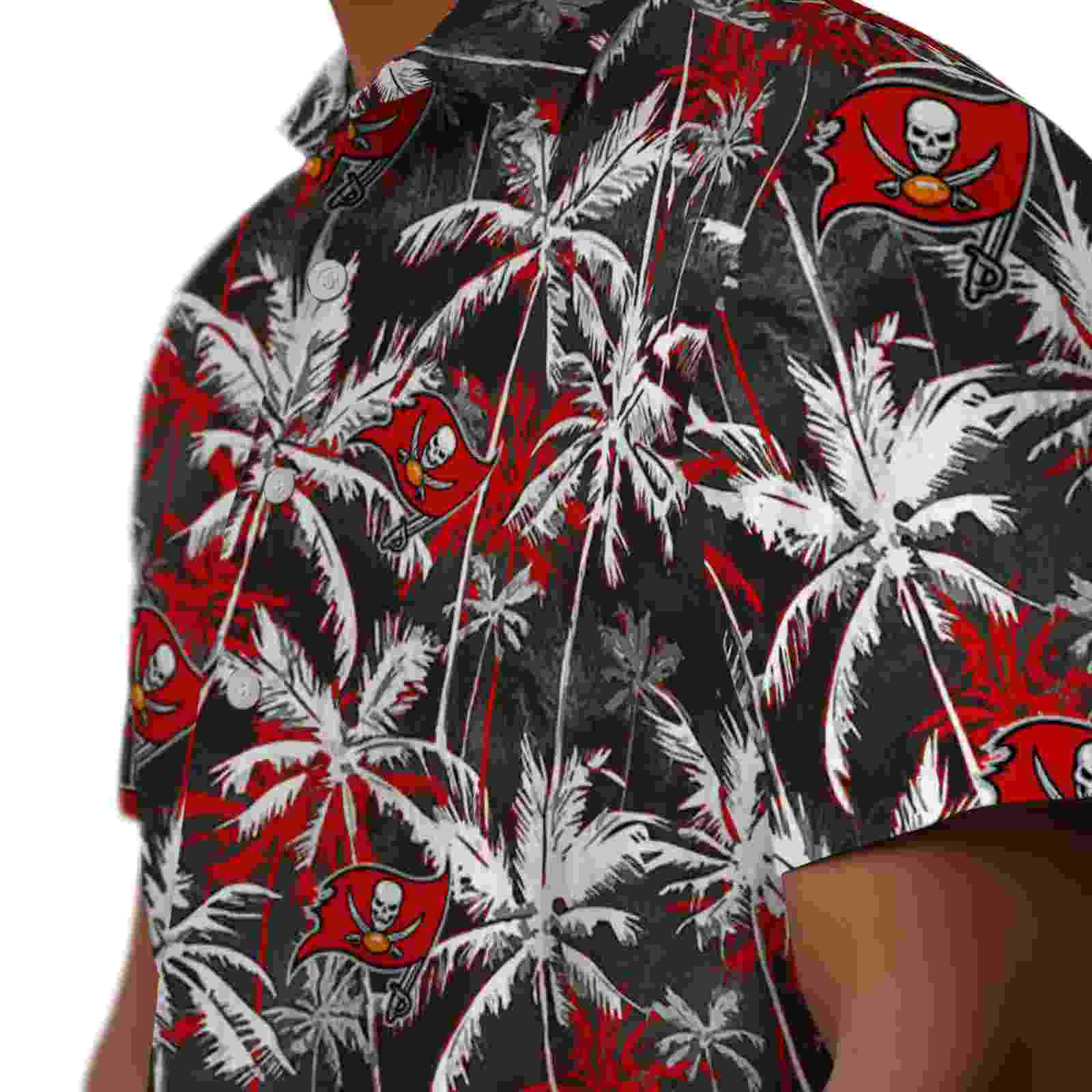 tampa bay buccaneers palm pattern red black hawaiian shirt trendy