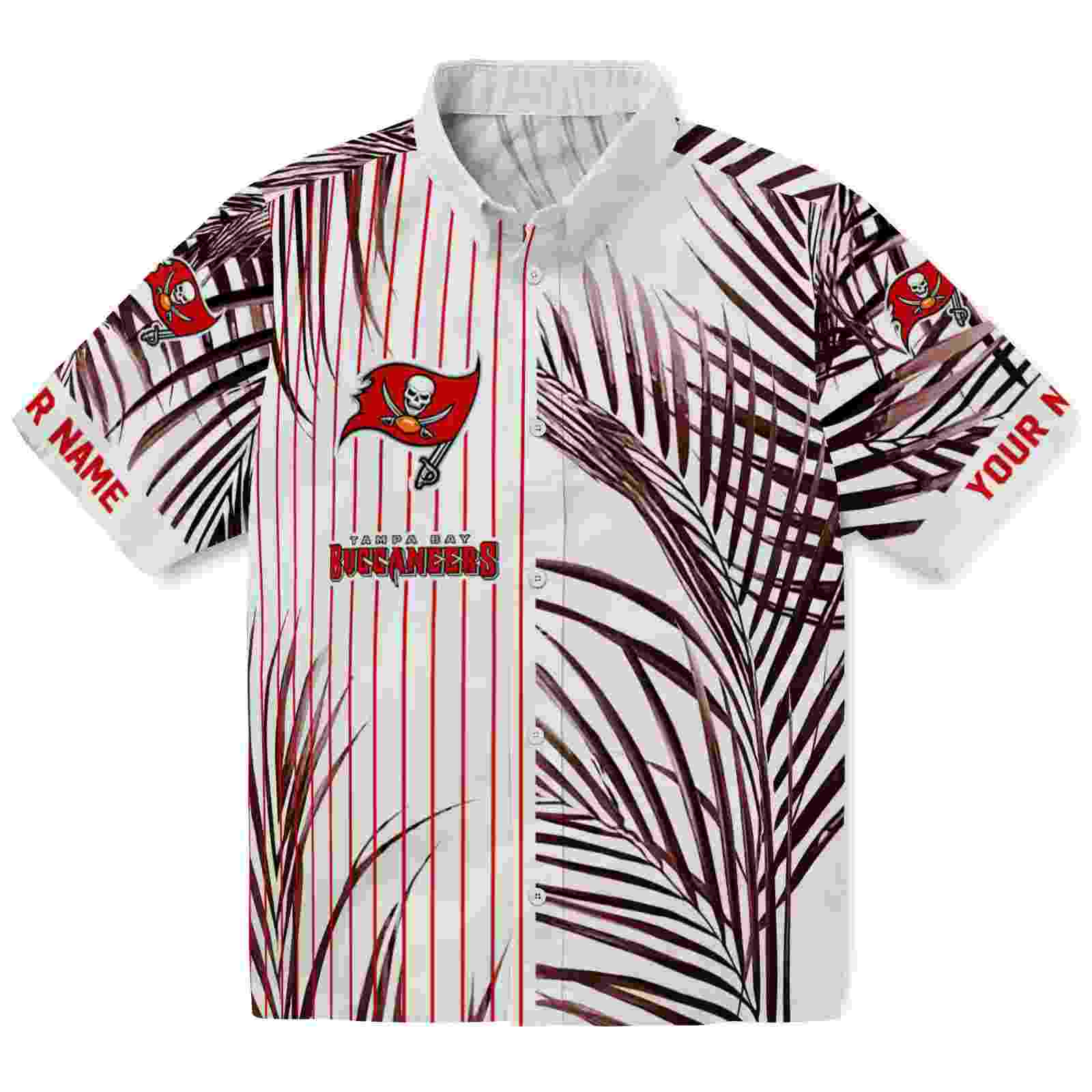 Tampa Bay Buccaneers Palm Stripes Red Black White Hawaiian Shirt