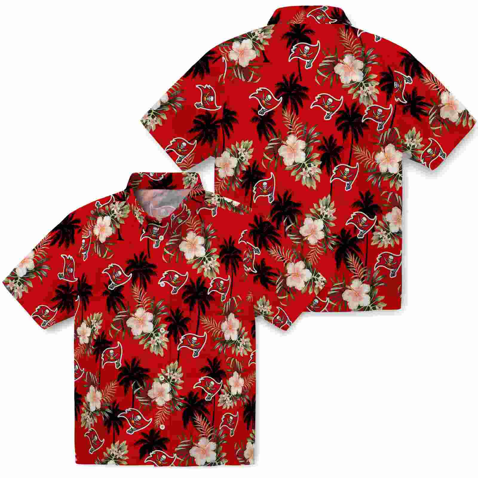 tampa bay buccaneers palm tree flower red hawaiian shirt high quality