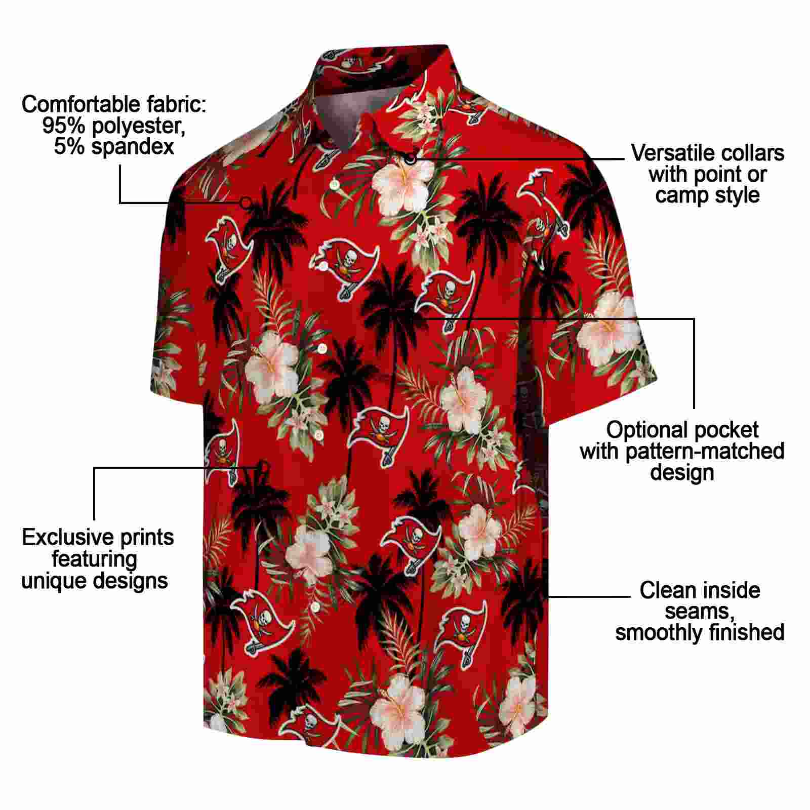 tampa bay buccaneers palm tree flower red hawaiian shirt new arrival