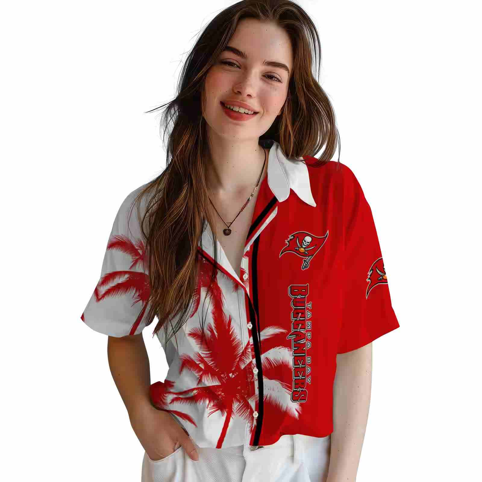 tampa bay buccaneers palm trees red white hawaiian shirt latest model