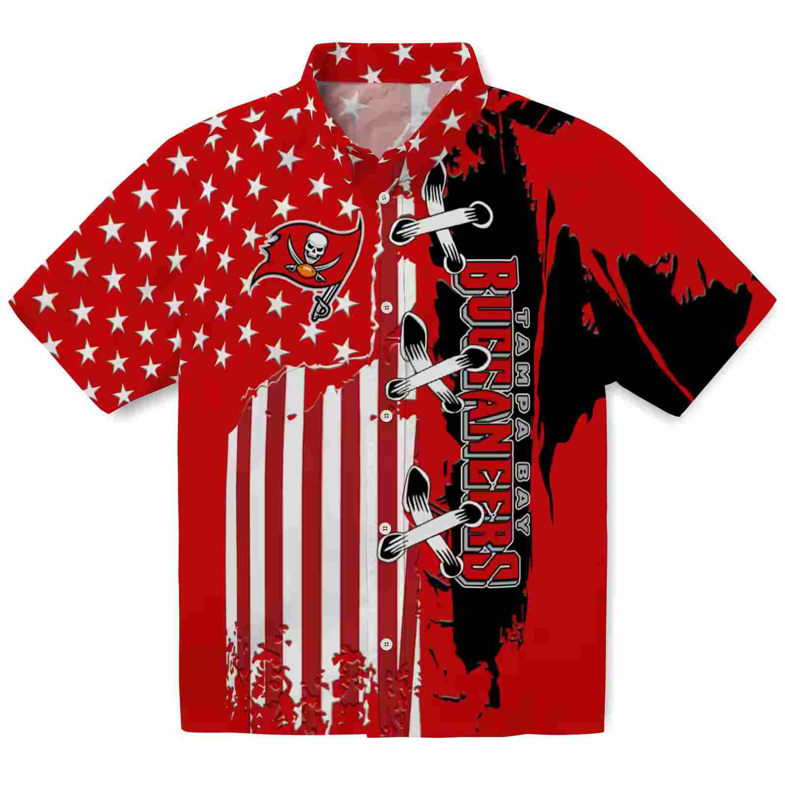 Tampa Bay Buccaneers Stitched Flag Red Hawaiian Shirt