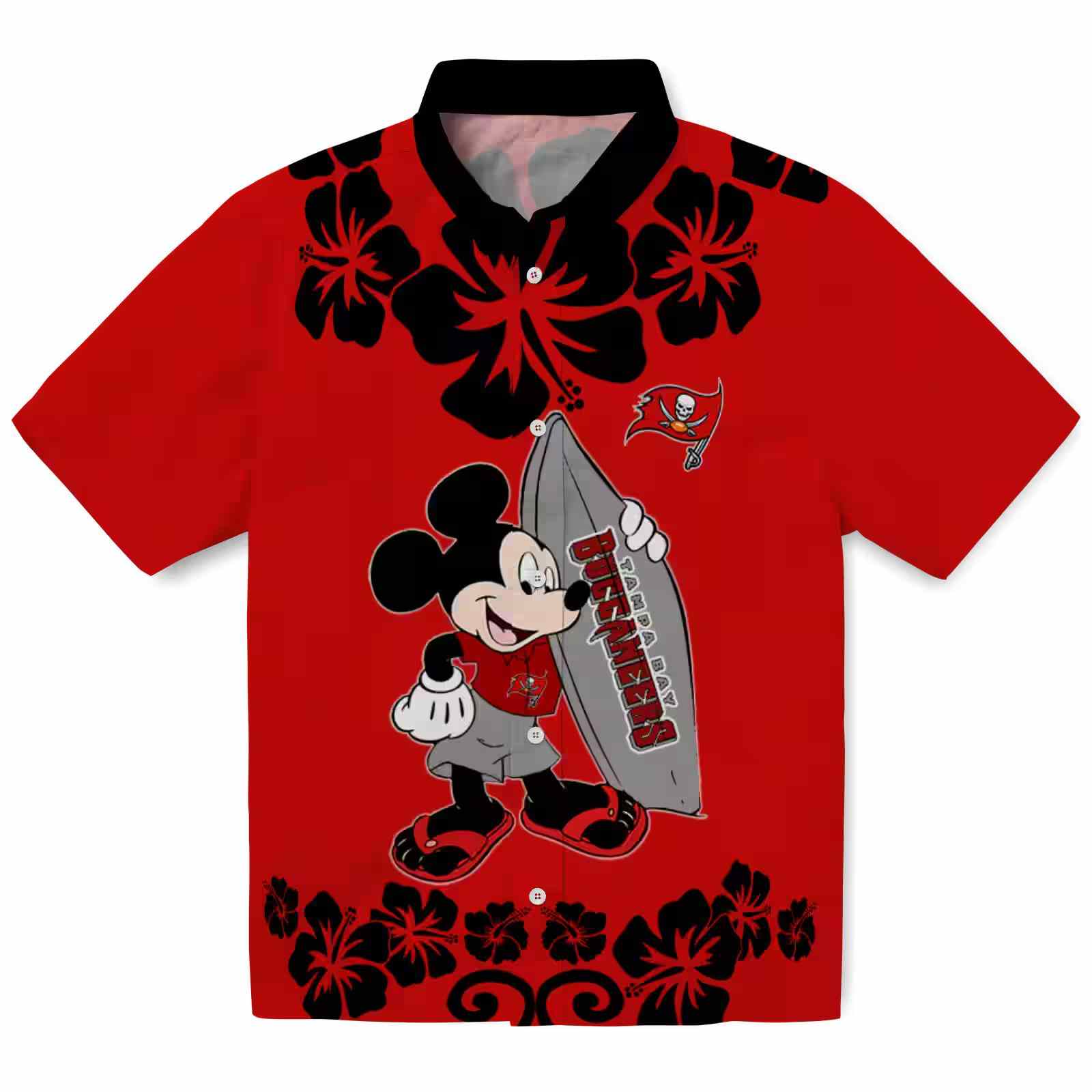 Tampa Bay Buccaneers Surfing Mickey Red Hawaiian Shirt