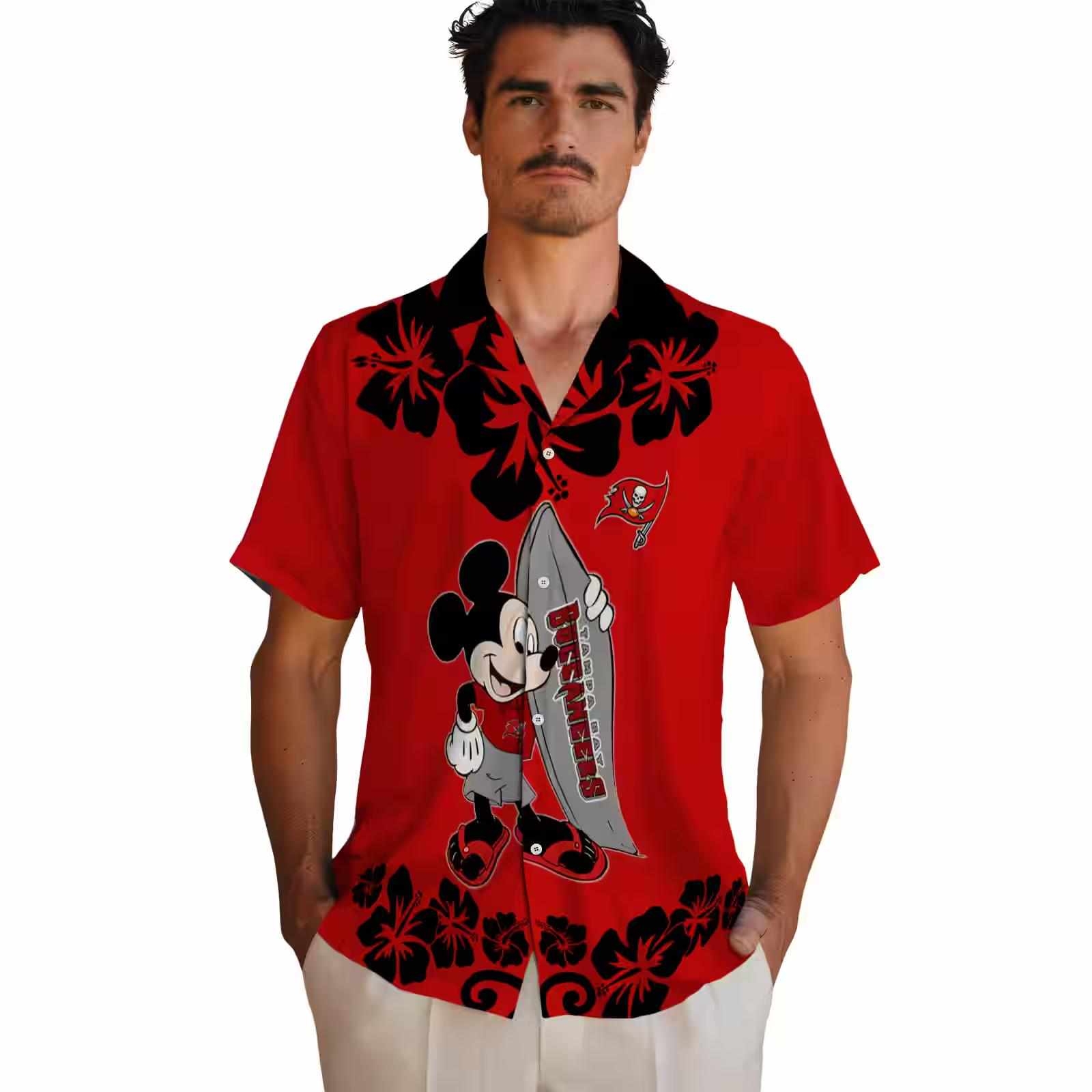 tampa bay buccaneers surfing mickey red hawaiian shirt fashion forward