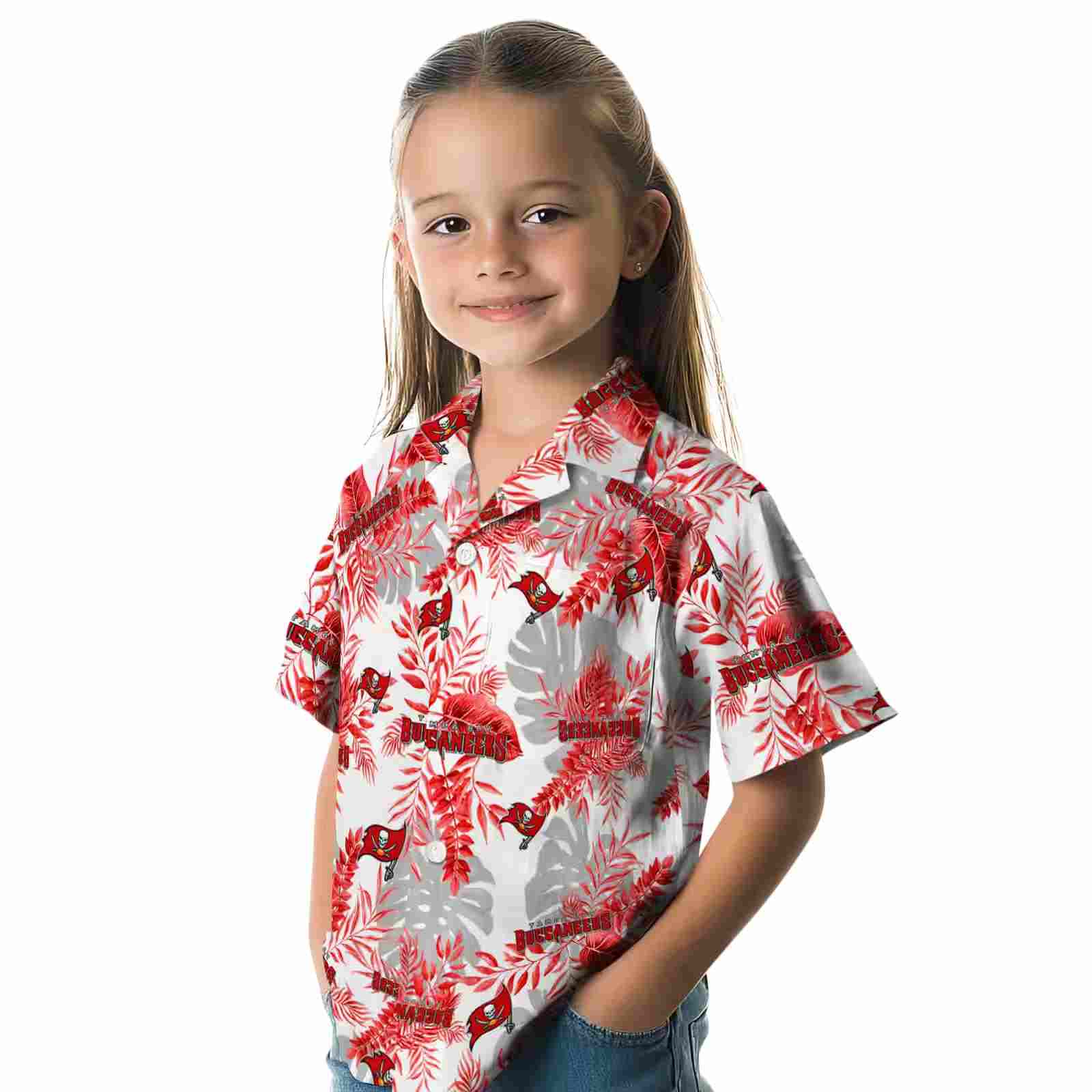 tampa bay buccaneers tropical leaves red white hawaiian shirt premium grade